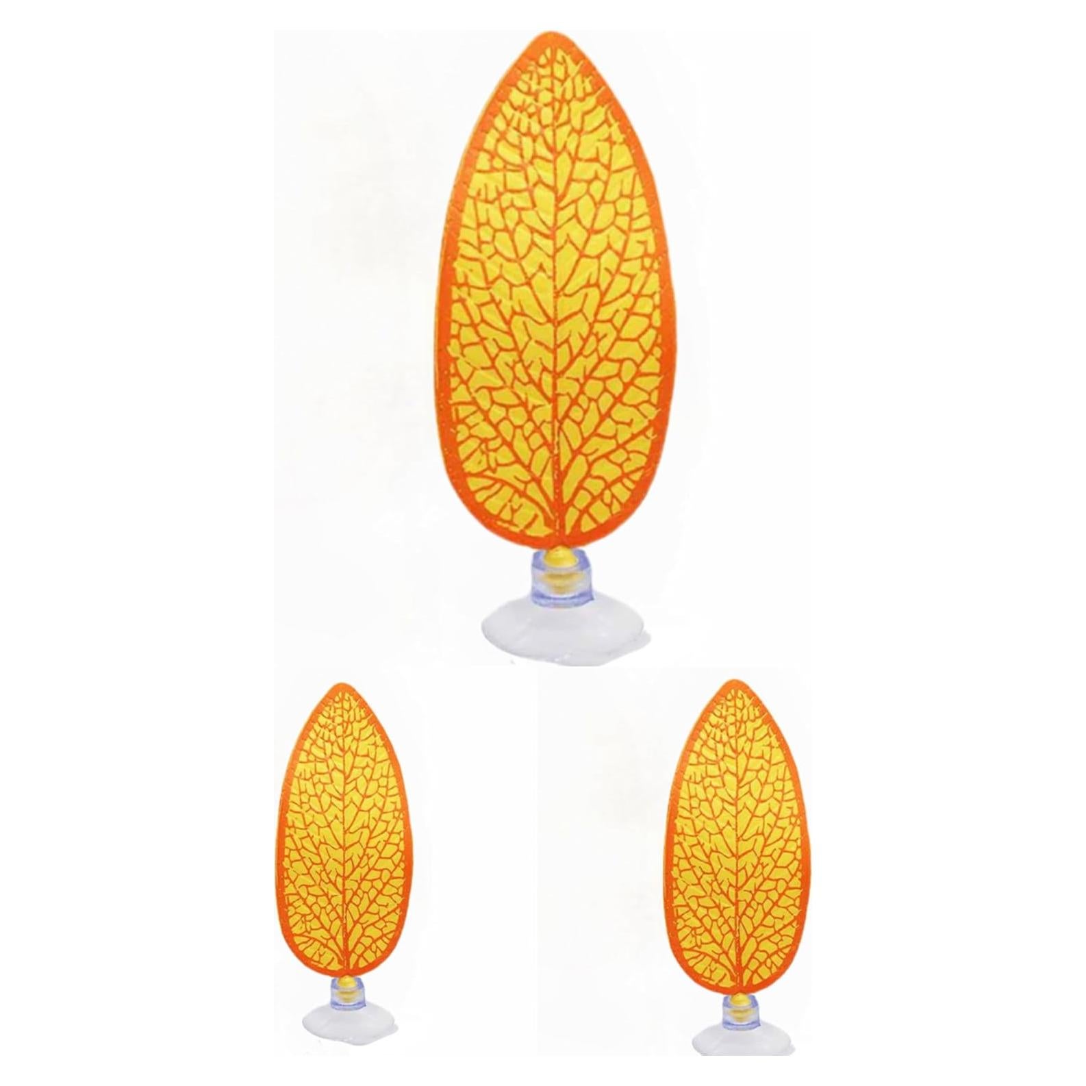 Hoja de Planta Artificial Betta Hammock 3 Pcs Amarillo