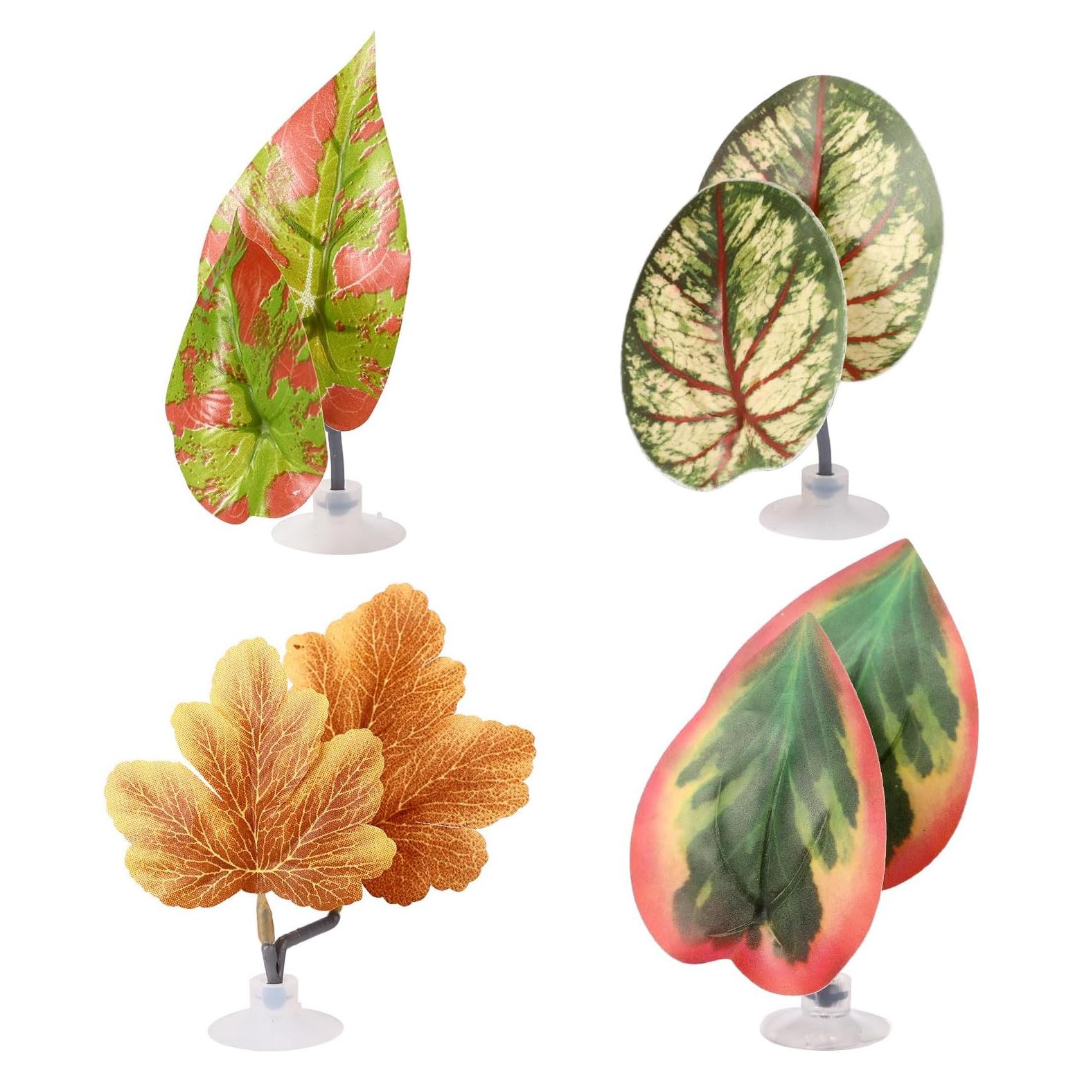 4 Hamacas de Hoja para Betta Lyreh - Decoración Acuario Verde Marrón