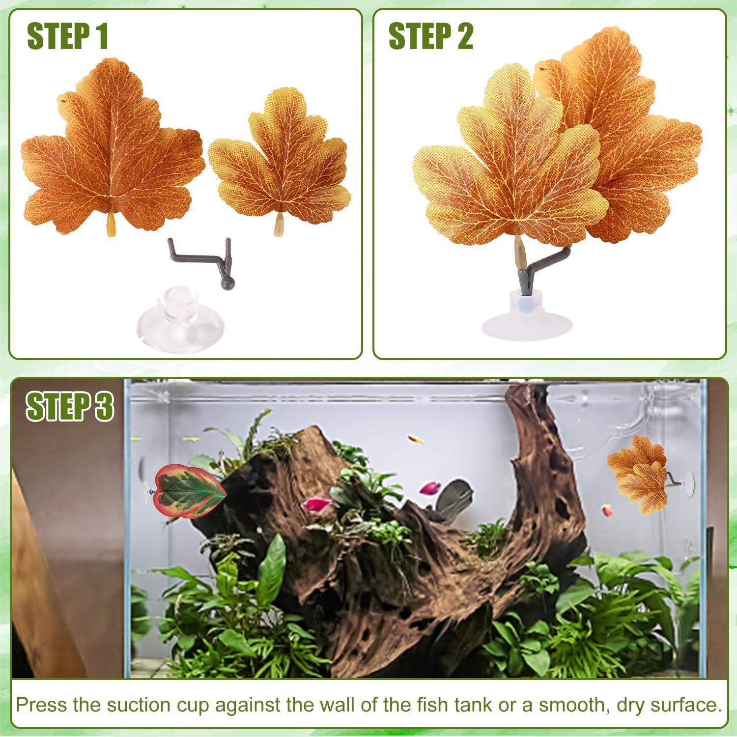 4 Hamacas de Hoja para Betta Lyreh - Decoración Acuario Verde Marrón