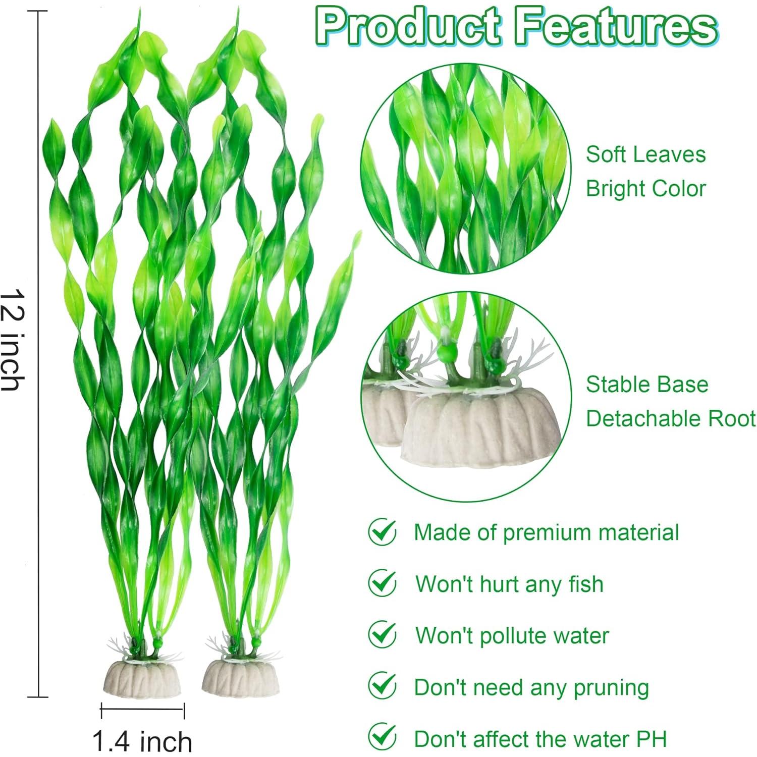 Plantas de Acuario Artificiales MyLifeUNIT 10 Piezas Verde 30.48cm