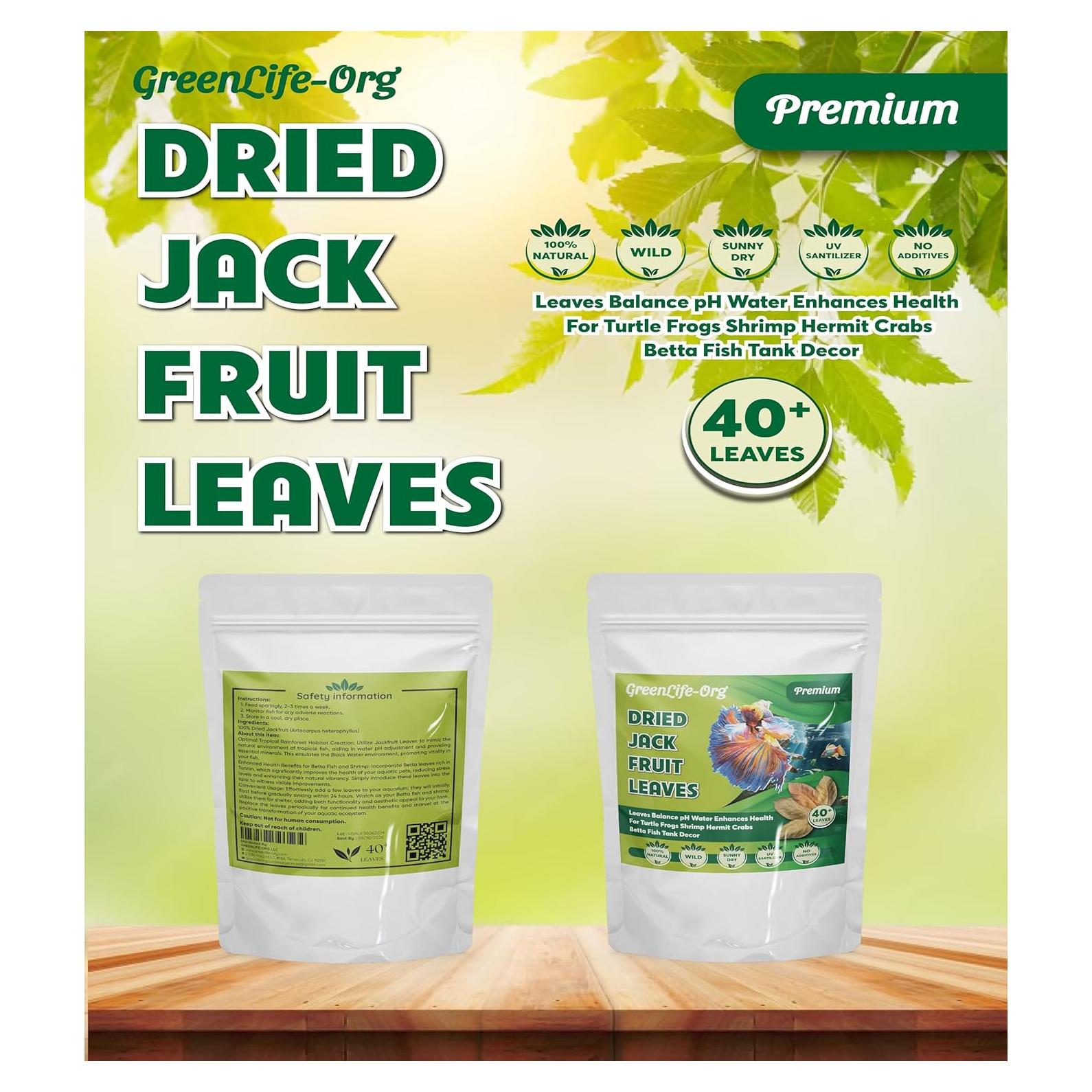 Hojas Secas de Jackfruit GreenLife - 40 Hojas para Acuario