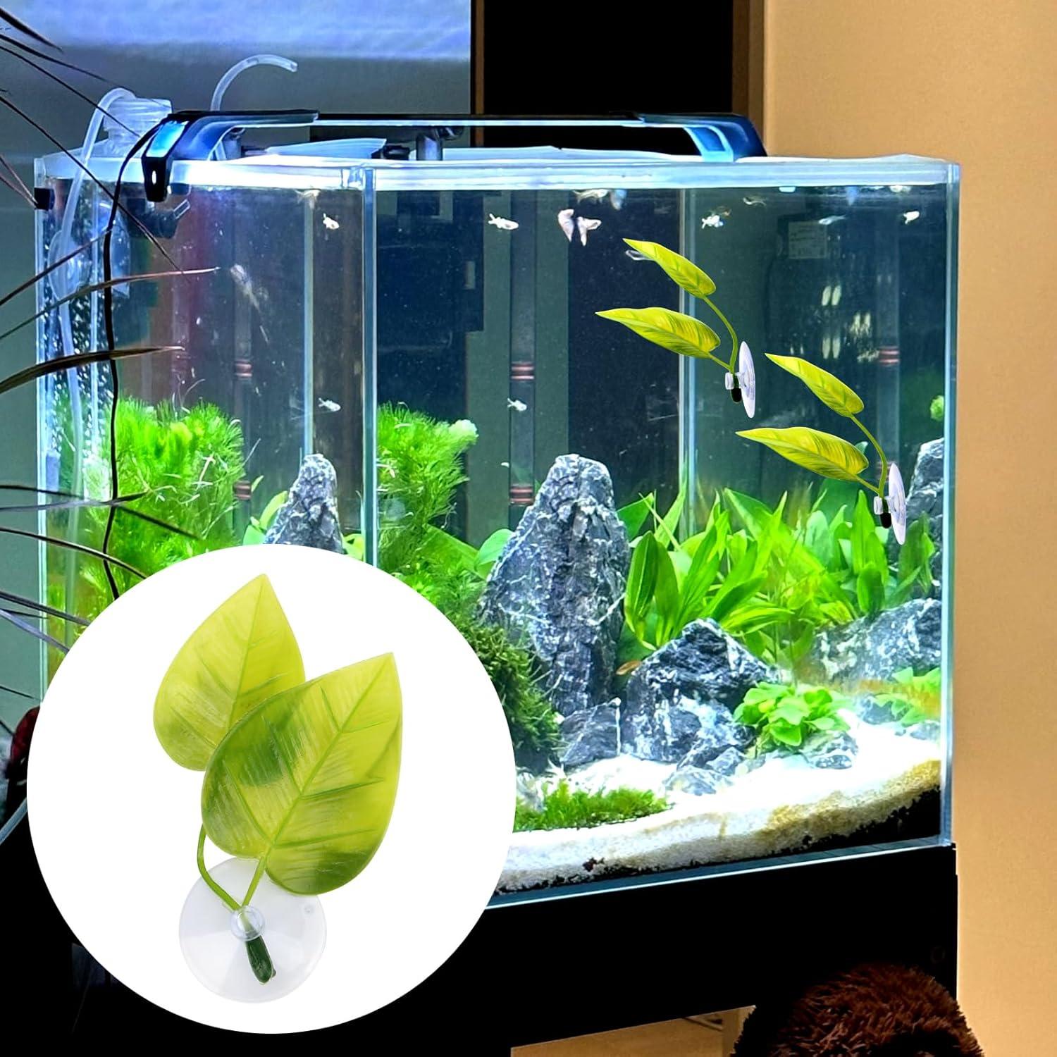 Decoraciones para Acuario KCGANI - 2 Plantas de Hoja Verde