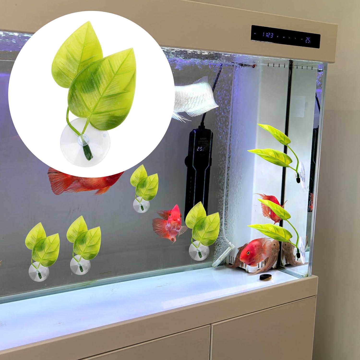 Decoraciones para Acuario KCGANI - 2 Plantas de Hoja Verde