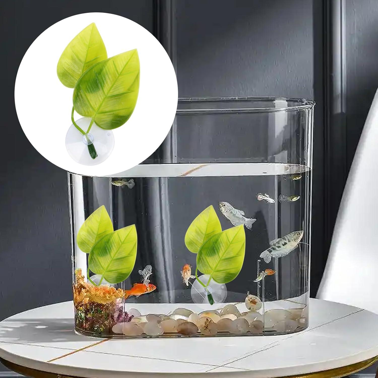 Decoraciones para Acuario KCGANI - 2 Plantas de Hoja Verde