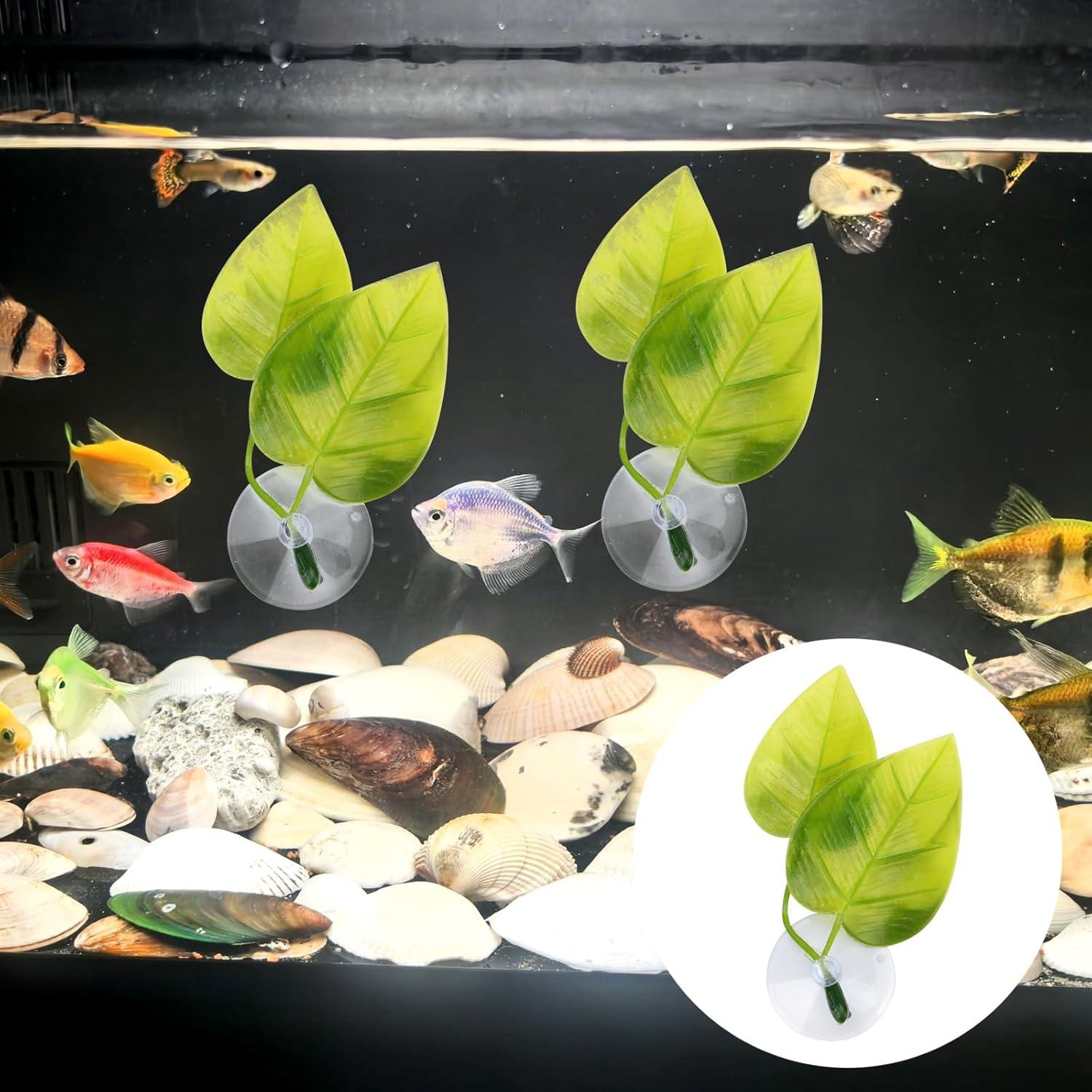 Decoraciones para Acuario KCGANI - 2 Plantas de Hoja Verde