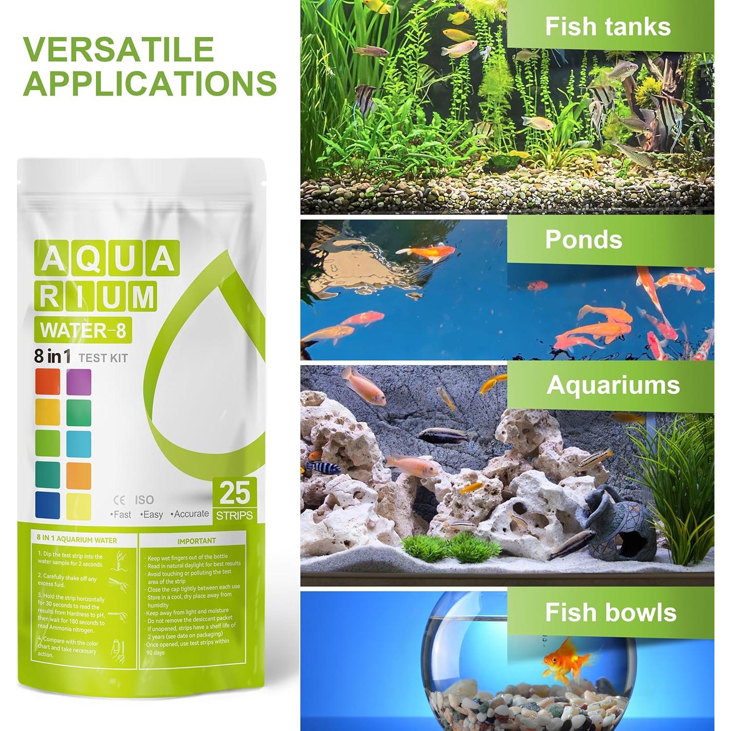 Tiras de Prueba de Amoníaco 8-en-1 AAwipes para Acuarios