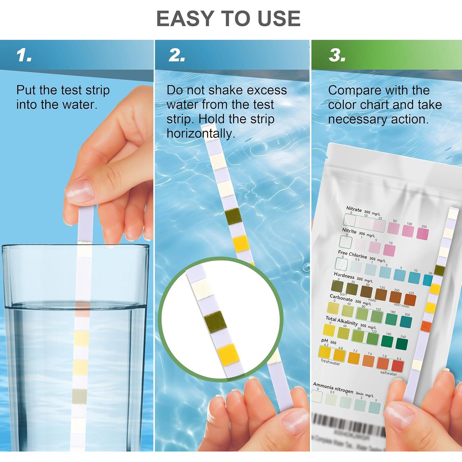 Tiras de Prueba de Amoníaco 8-en-1 AAwipes para Acuarios