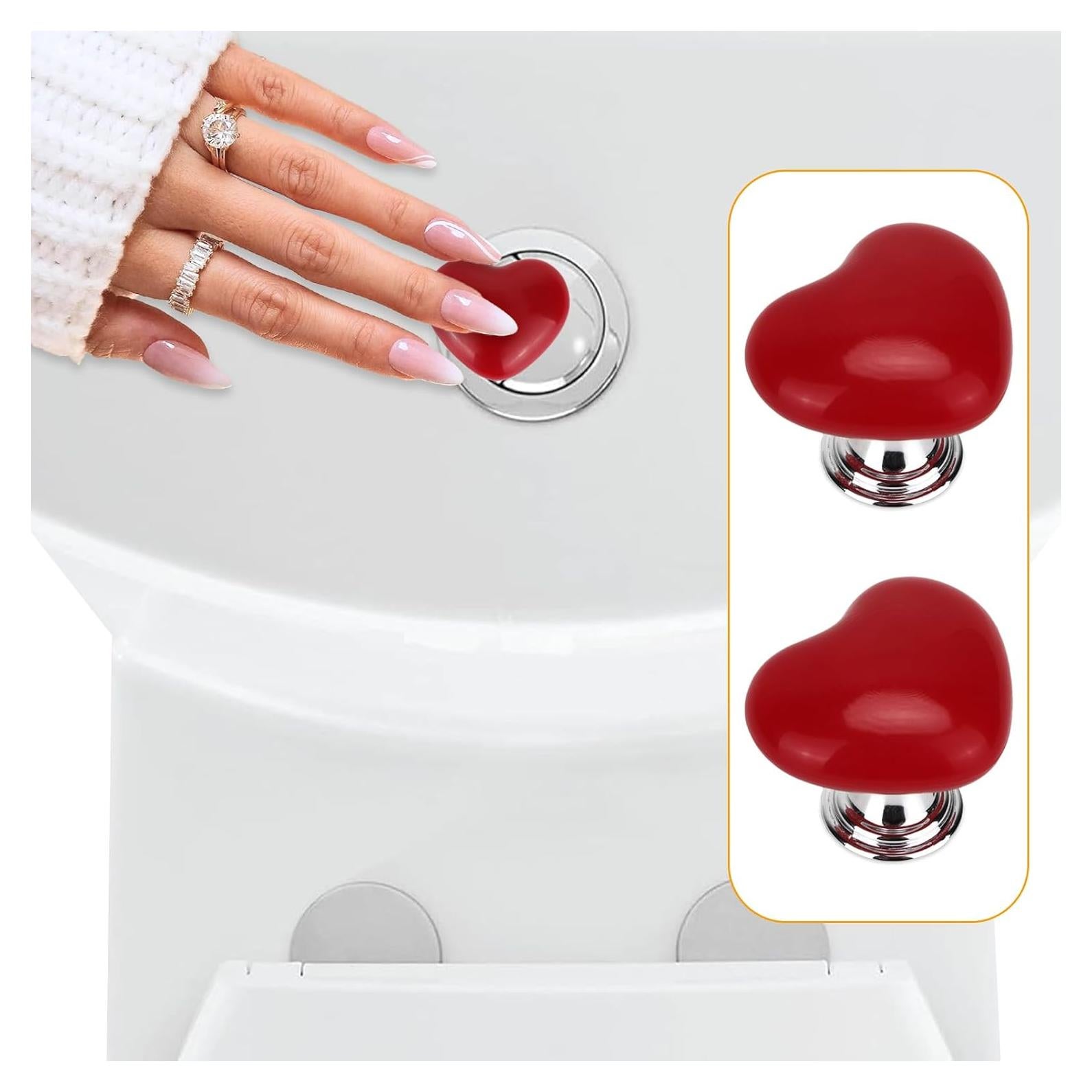 Elevador de tapa de inodoro SIADEE en forma de corazón - 2 piezas rojas