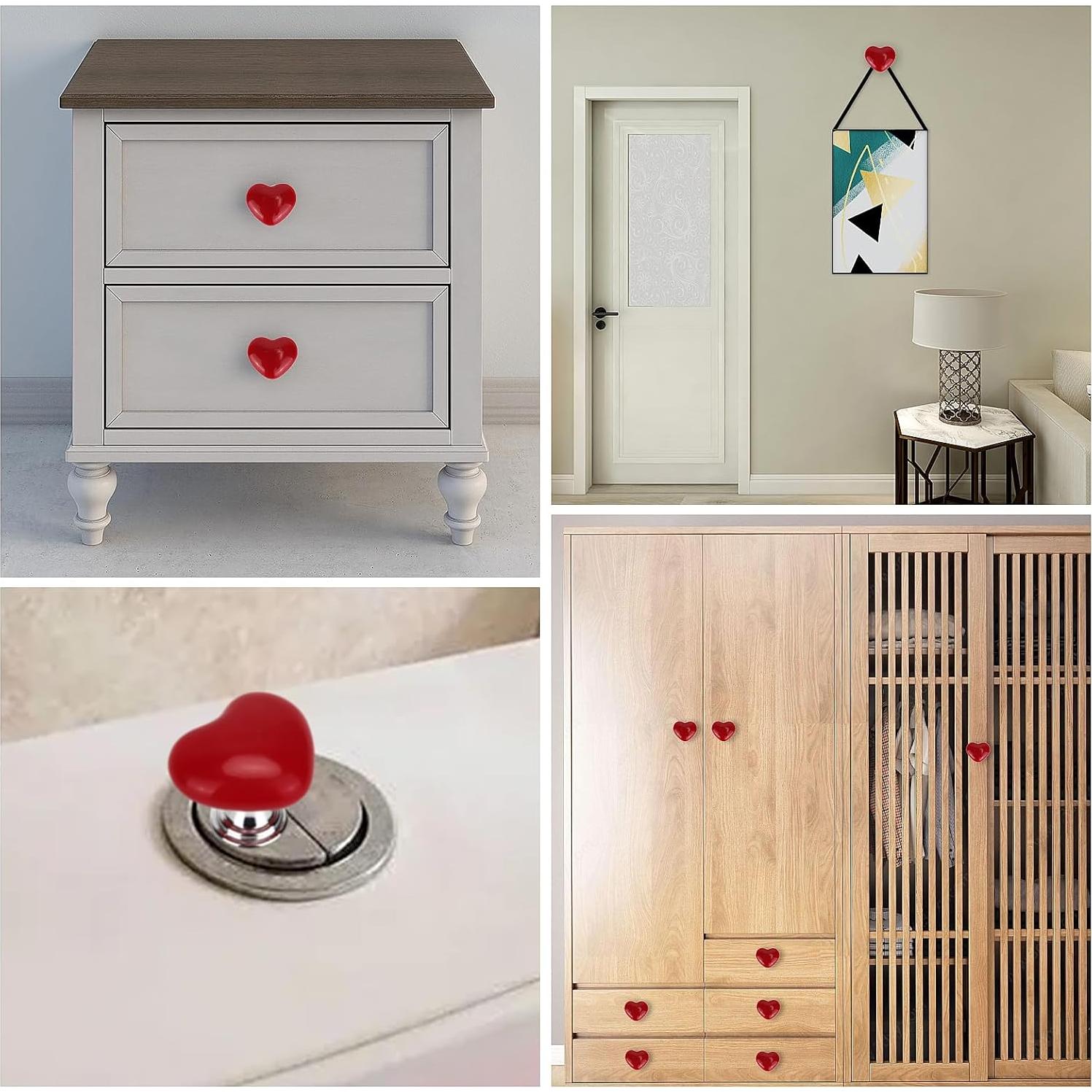 Elevador de tapa de inodoro SIADEE en forma de corazón - 2 piezas rojas