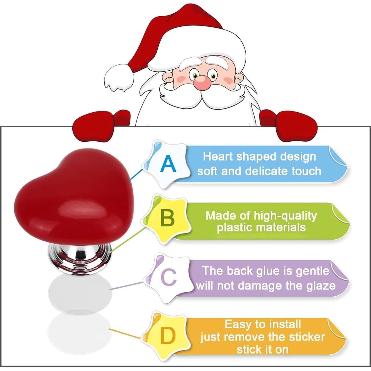 Elevador de tapa de inodoro SIADEE en forma de corazón - 2 piezas rojas