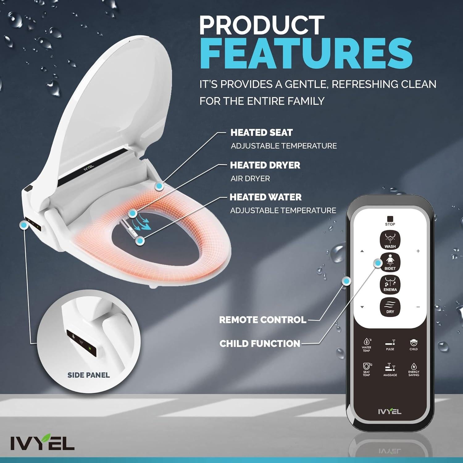 Bidet Eléctrico Ivyel AP-7 REM Alargado con Control Remoto