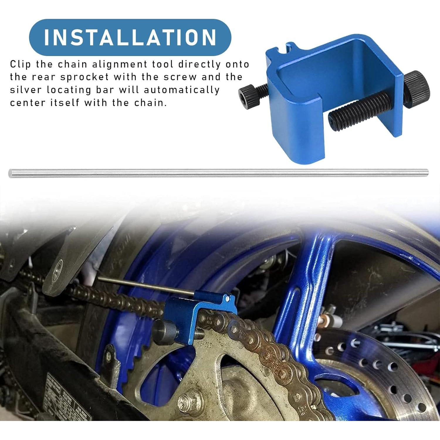 Herramienta de Alineación de Cadena KVAEY para Motocicleta Azul