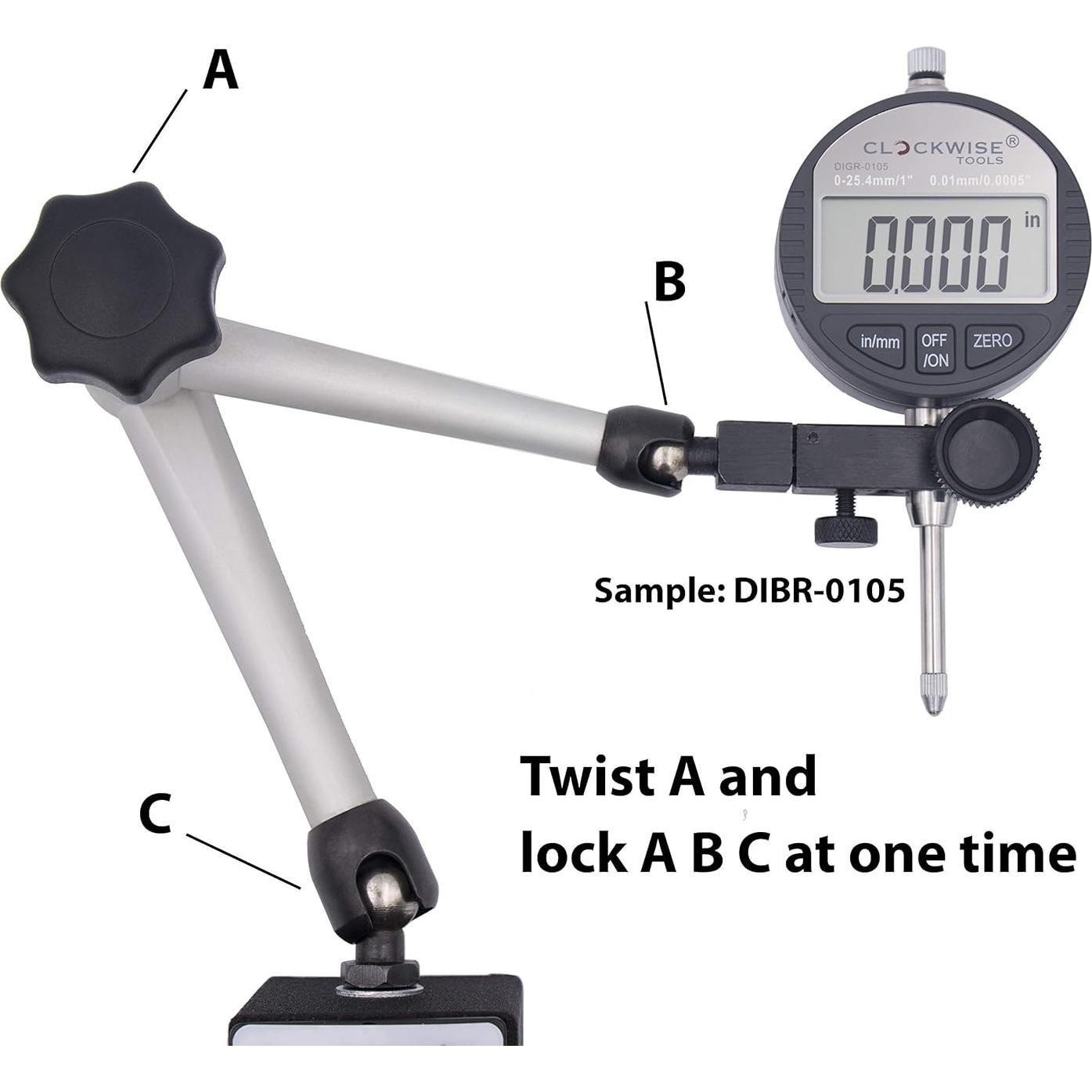 Indicador Digital Clockwise DIBR-0105 0-25.4mm Base Magnética