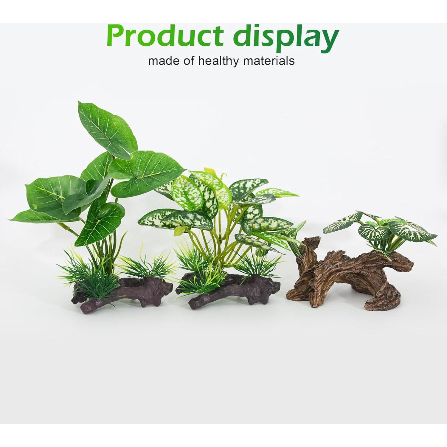 Decoraciones para Acuarios Vtapliea 3pcs Plantas de Plástico