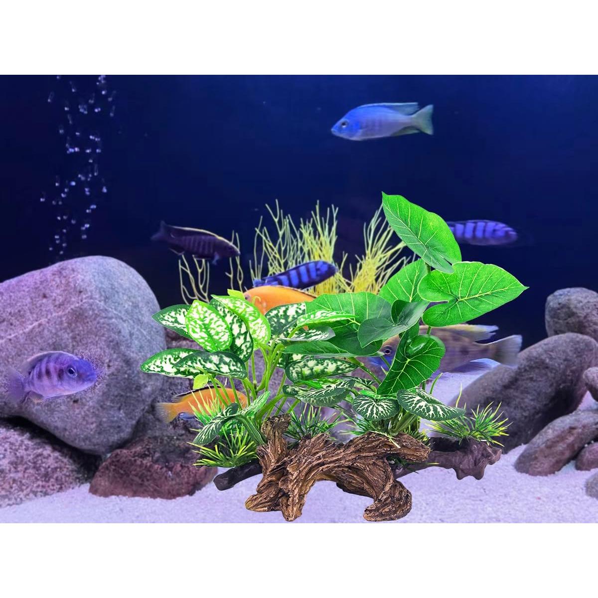 Decoraciones para Acuarios Vtapliea 3pcs Plantas de Plástico