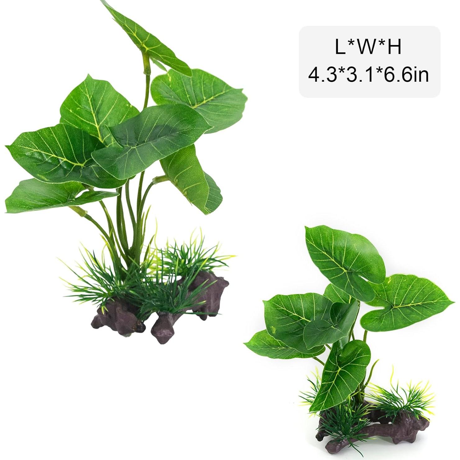 Decoraciones para Acuarios Vtapliea 3pcs Plantas de Plástico