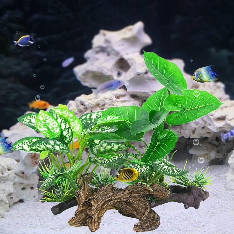 Decoraciones para Acuarios Vtapliea 3pcs Plantas de Plástico