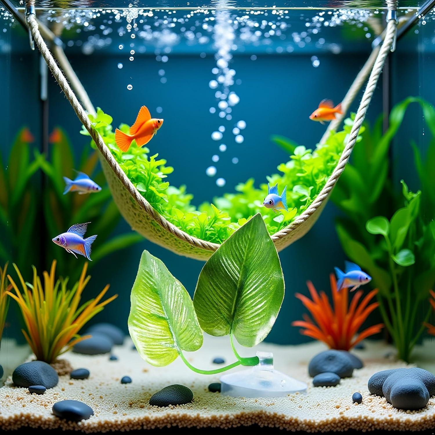 Hamaca para Peces Betta Rosojodg Hoja Plástica Verde 10.16 cm