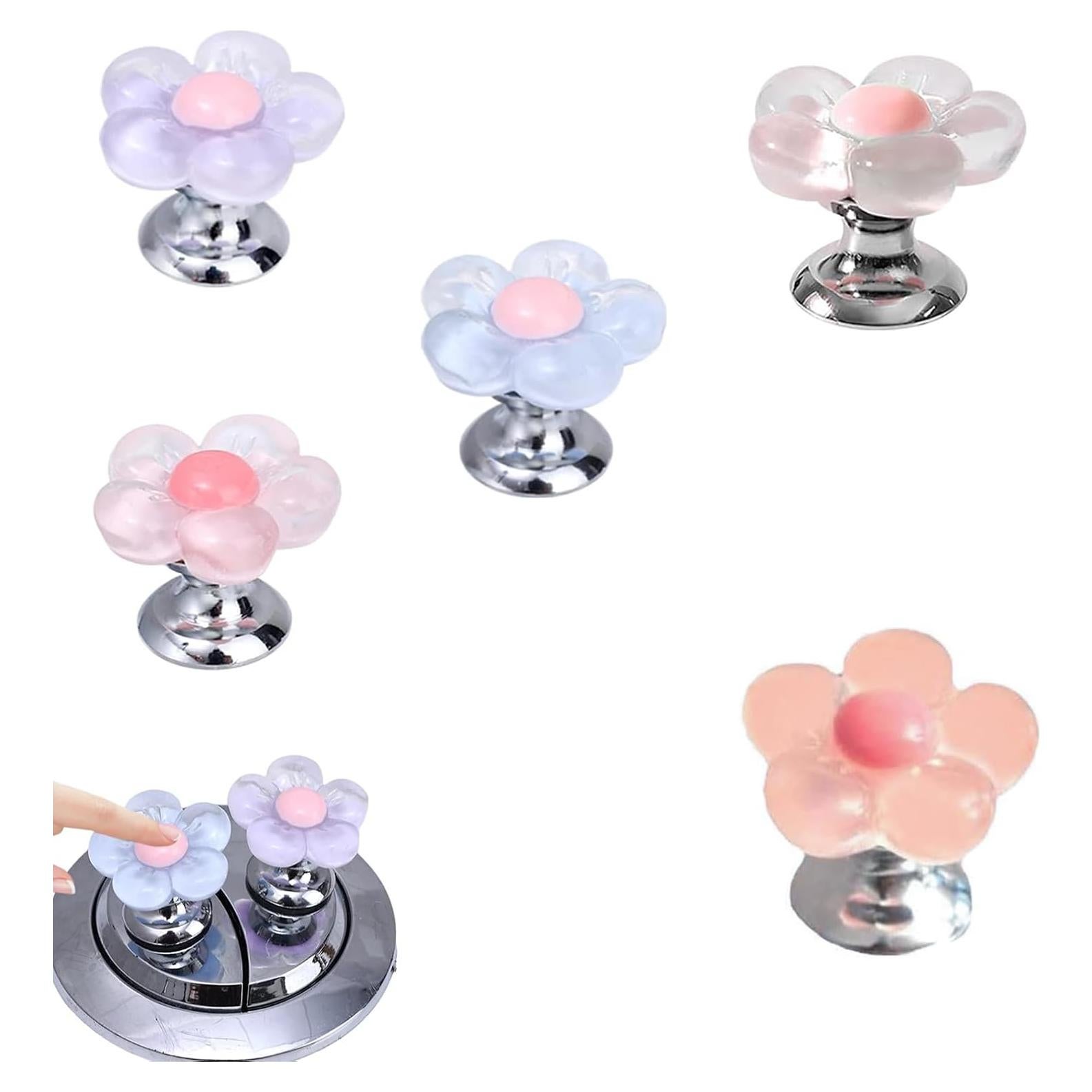 5 Botones de Inodoro Flor Multicolor CRZQXOUR 3.81x4.83cm