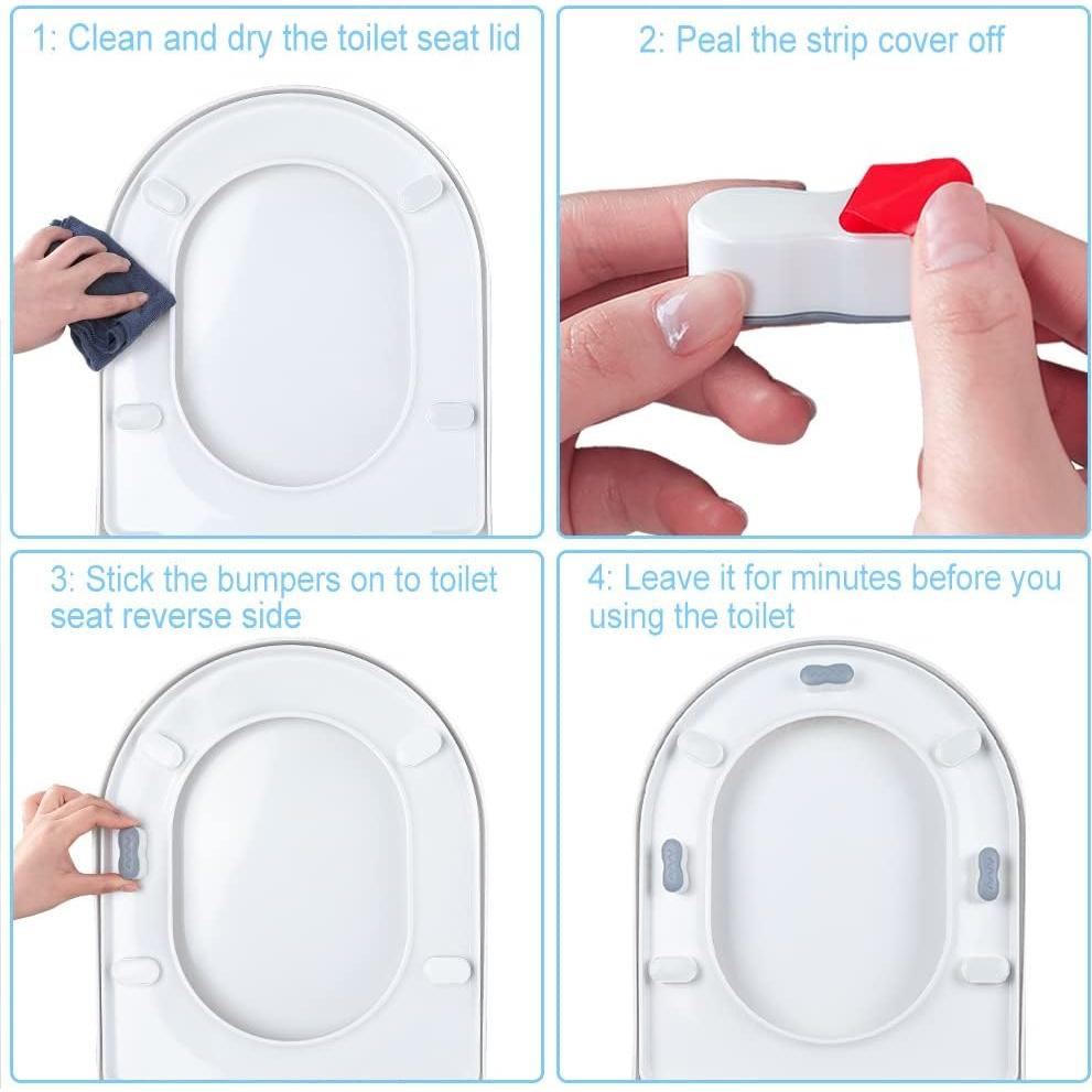 Bumpers para Asiento de Inodoro Xfenvs - Gris, 7 Piezas Ajustables