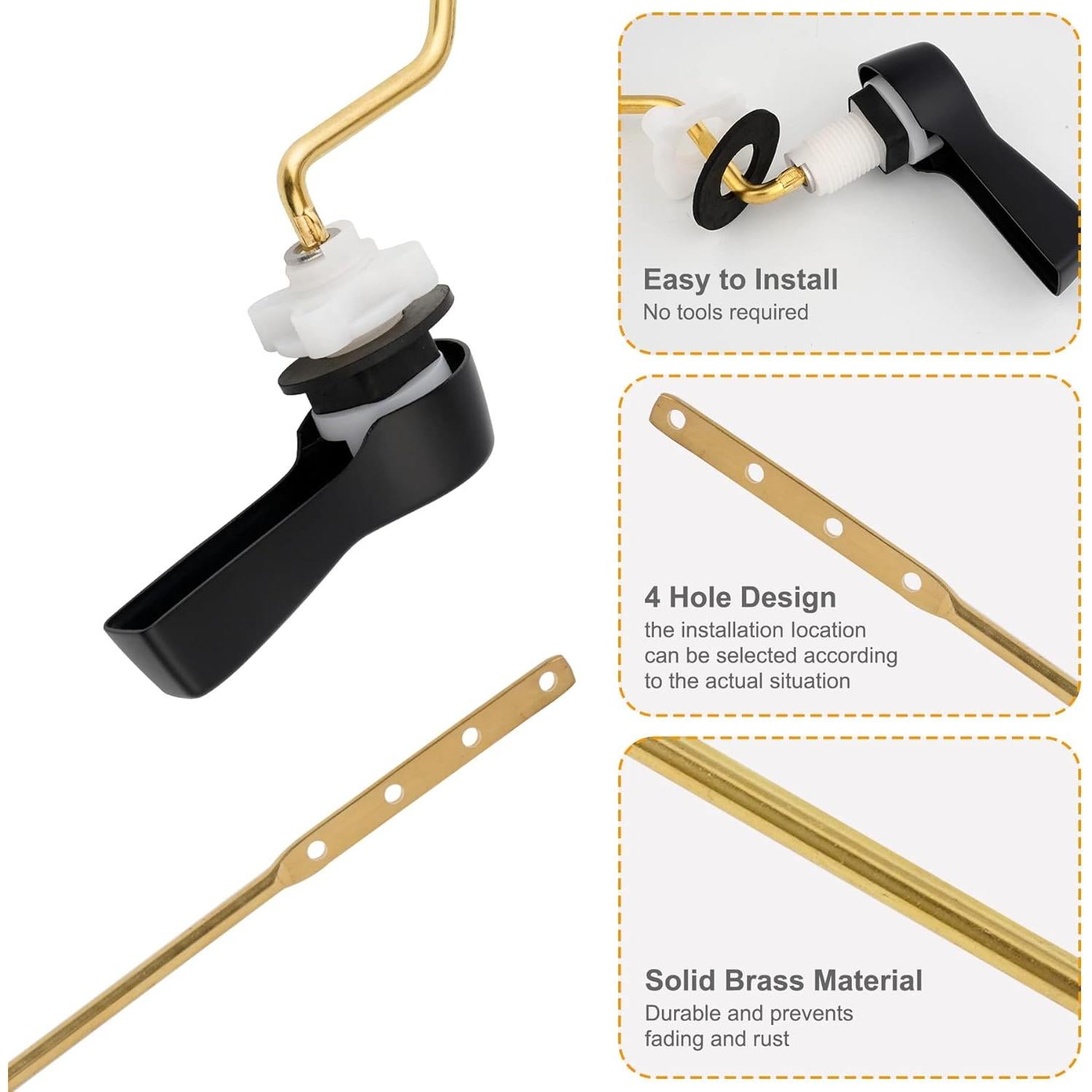 Hibbent Palanca de Inodoro Montaje Lateral 2 Piezas Negro Mate