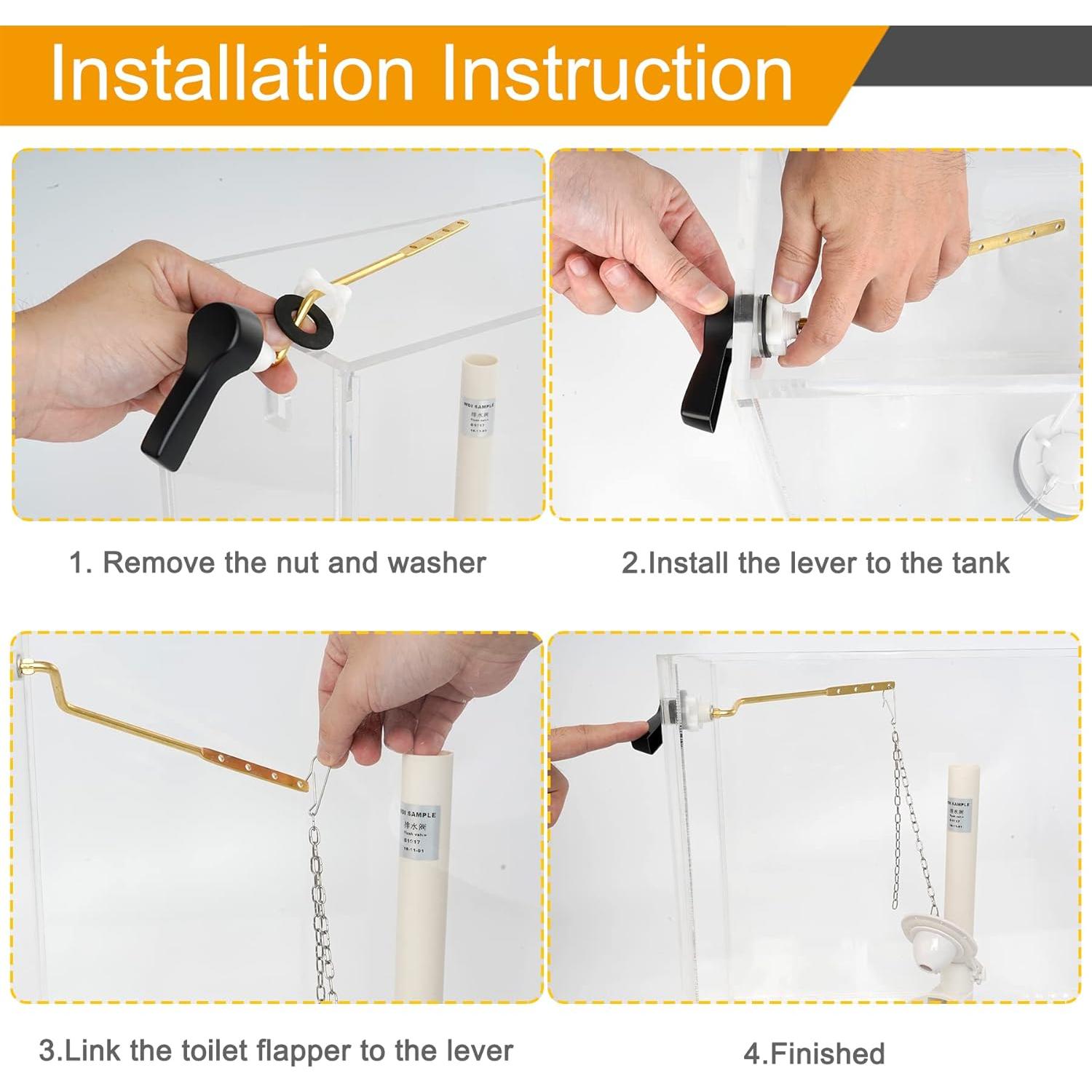 Hibbent Palanca de Inodoro Montaje Lateral 2 Piezas Negro Mate