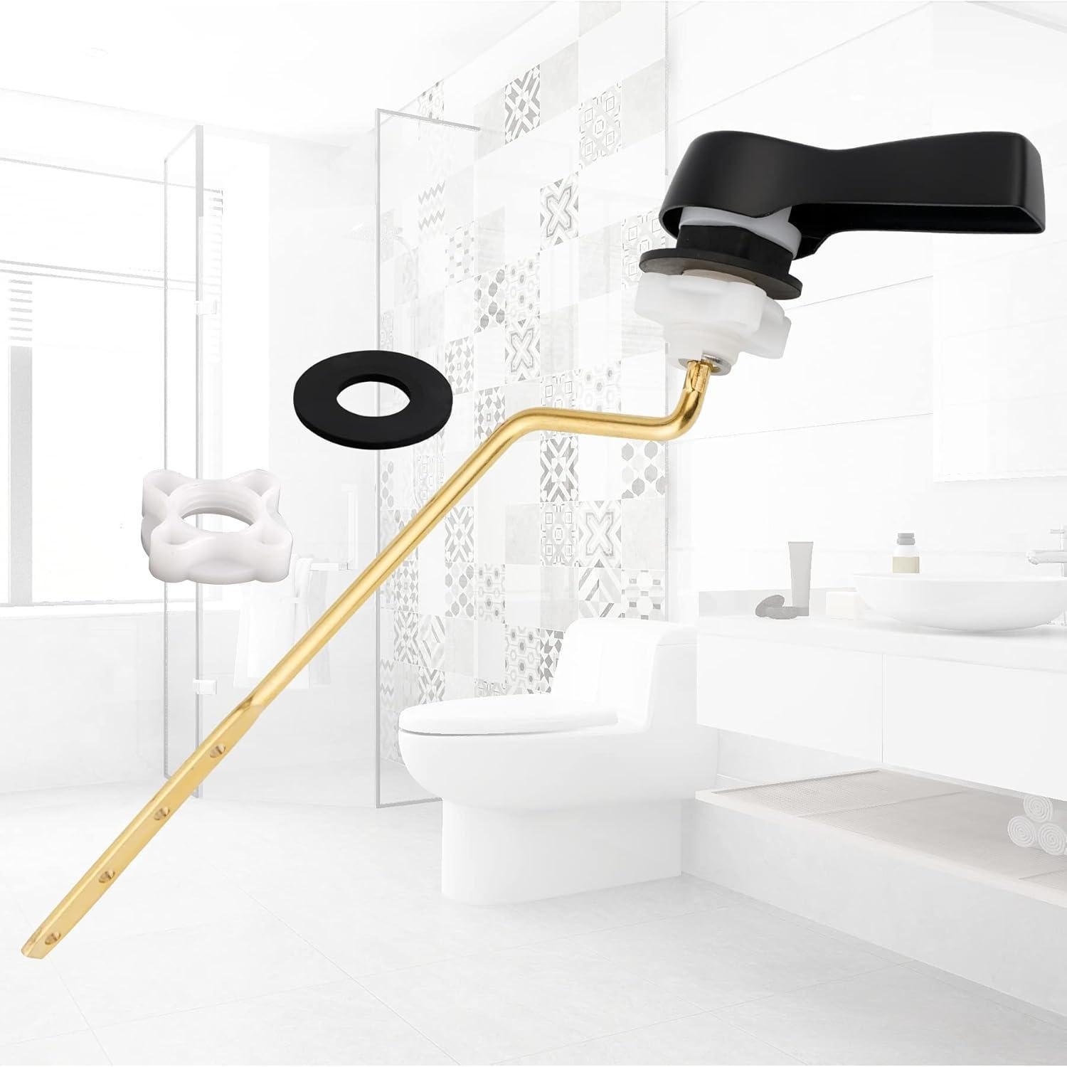 Hibbent Palanca de Inodoro Montaje Lateral 2 Piezas Negro Mate