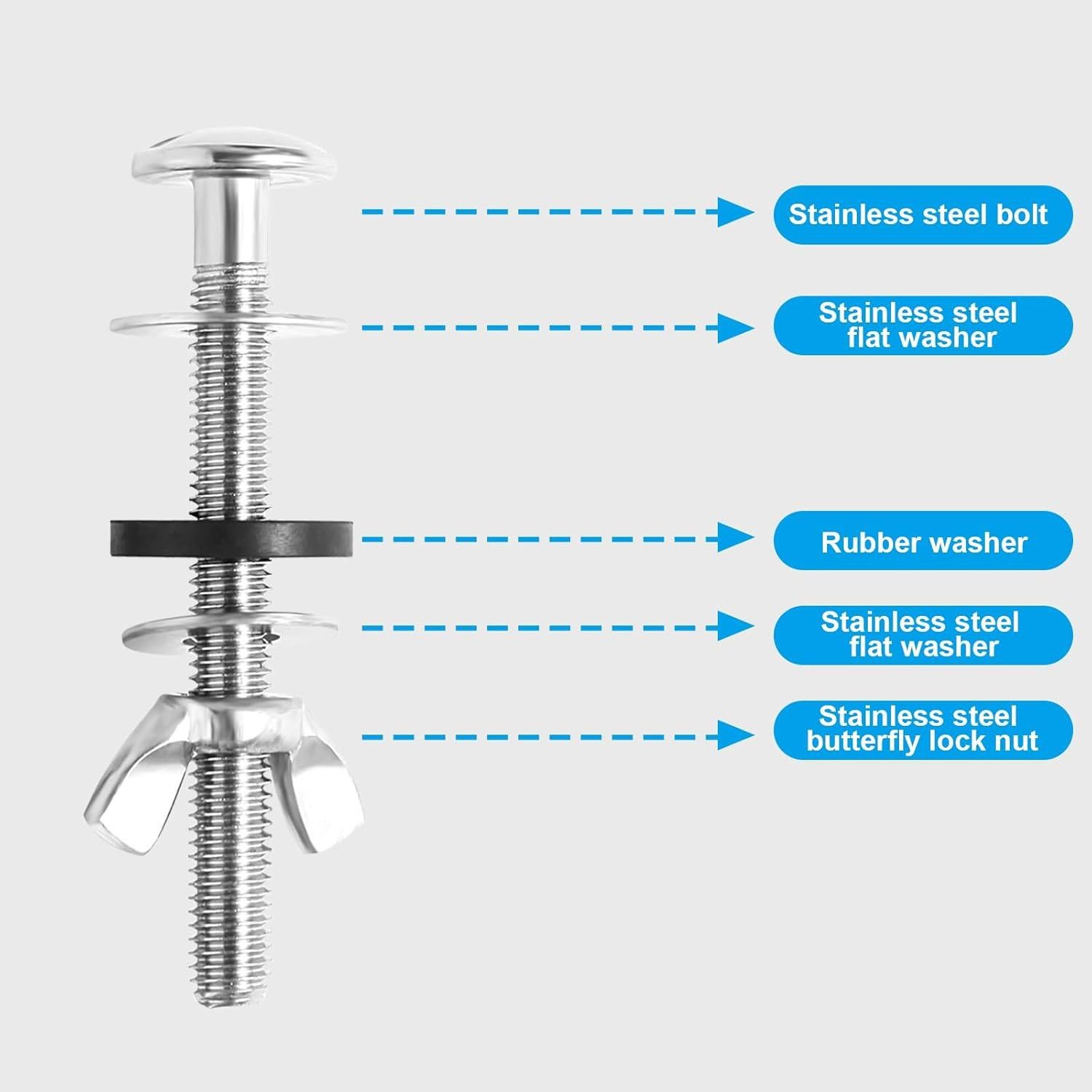 Kit de Tornillos para Asiento de Inodoro Horing 2PCS Acero Inoxidable 8cm