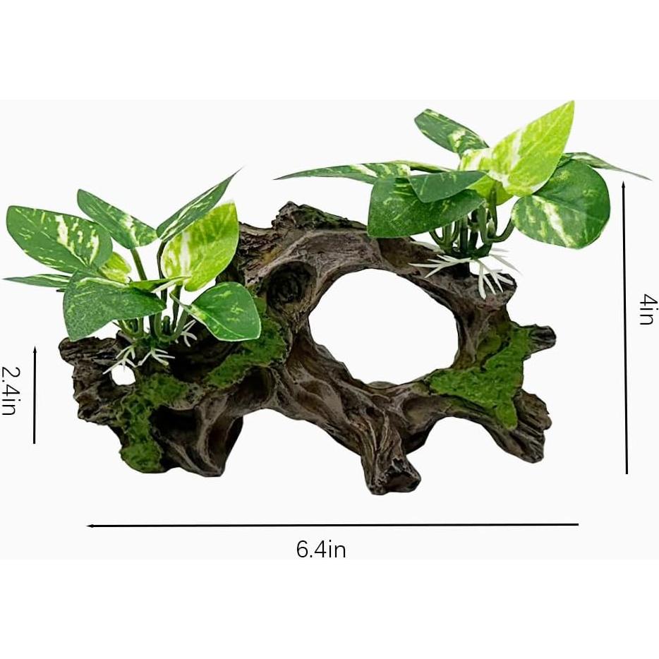 Decoración de Acuario para Betta - Madera y Plantas Simuladas