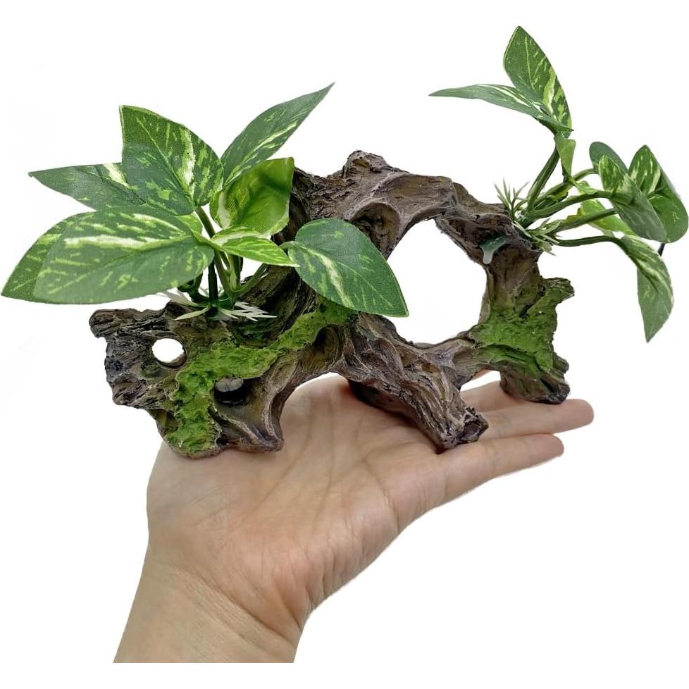 Decoración de Acuario para Betta - Madera y Plantas Simuladas