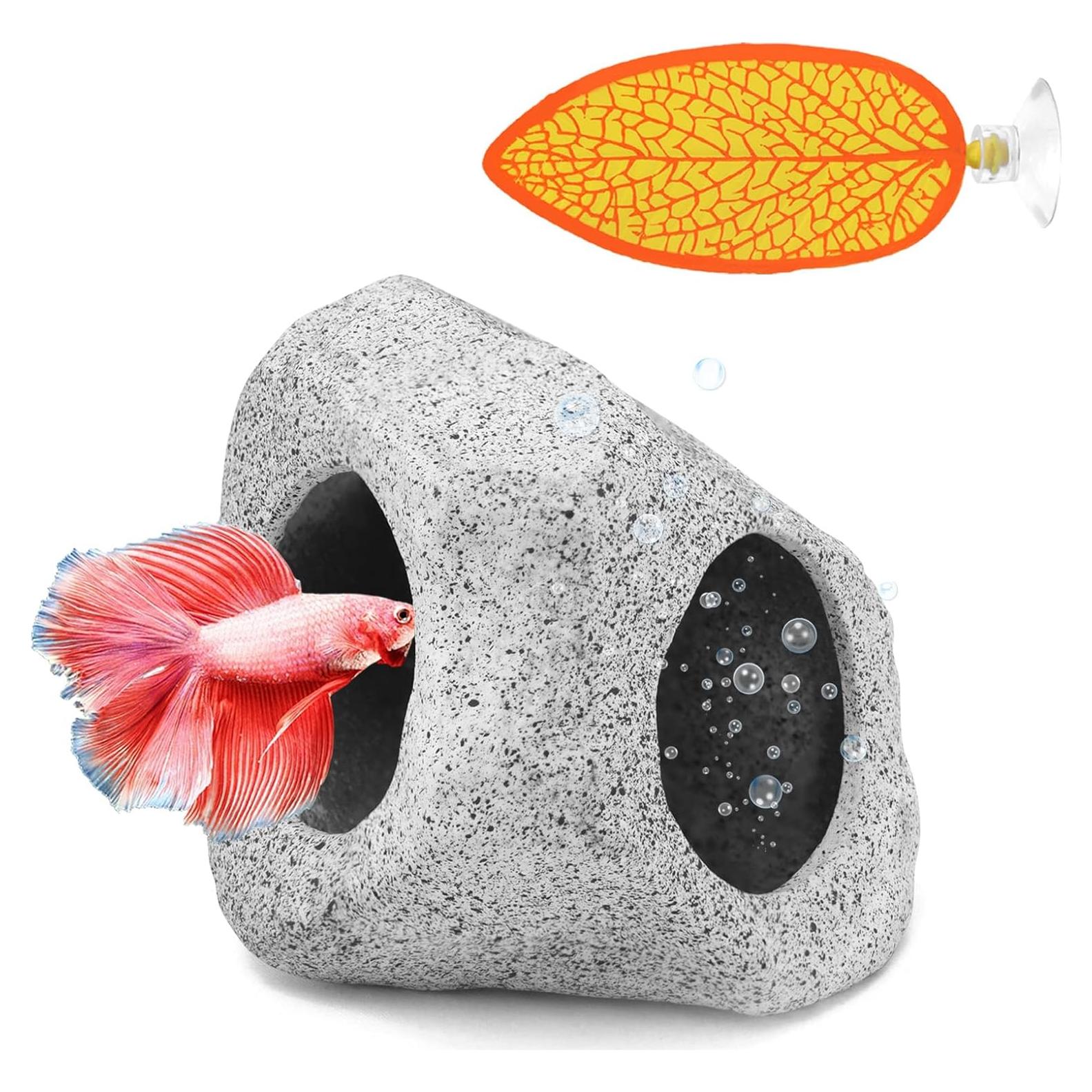 Cueva y Hamaca para Betta VOXGET - Decoración Acuario Amarillo