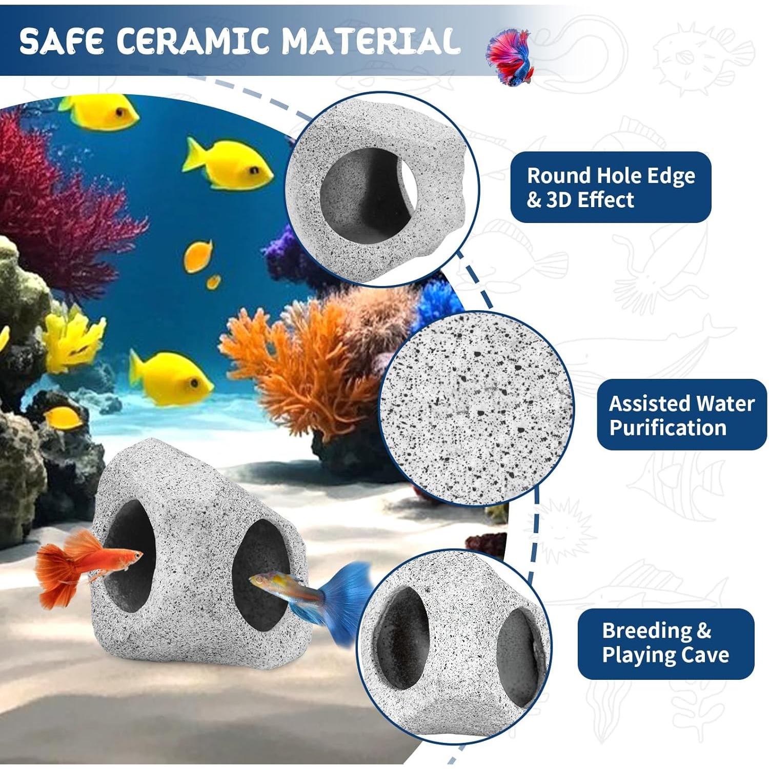 Cueva y Hamaca para Betta VOXGET - Decoración Acuario Amarillo