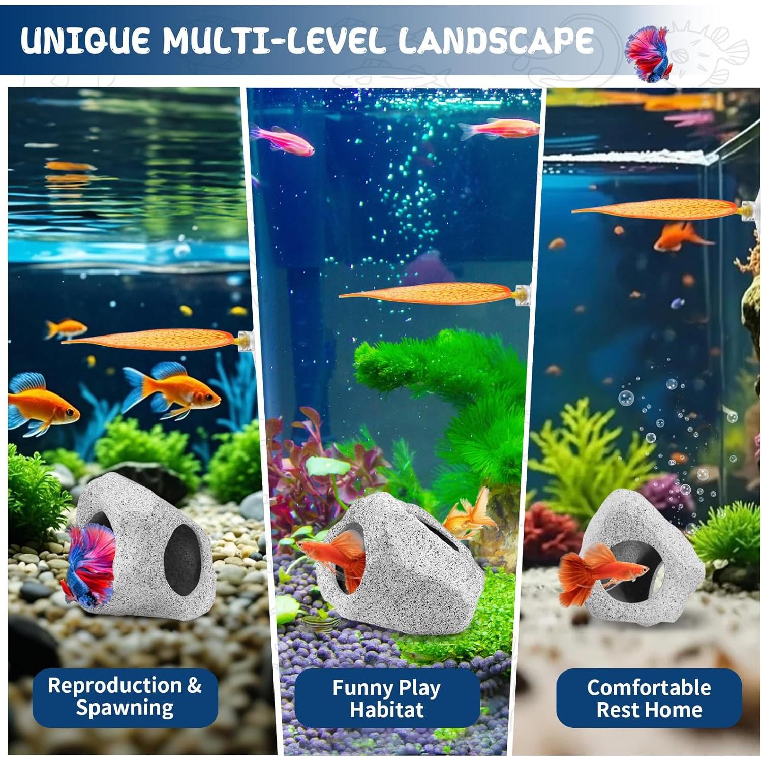 Cueva y Hamaca para Betta VOXGET - Decoración Acuario Amarillo