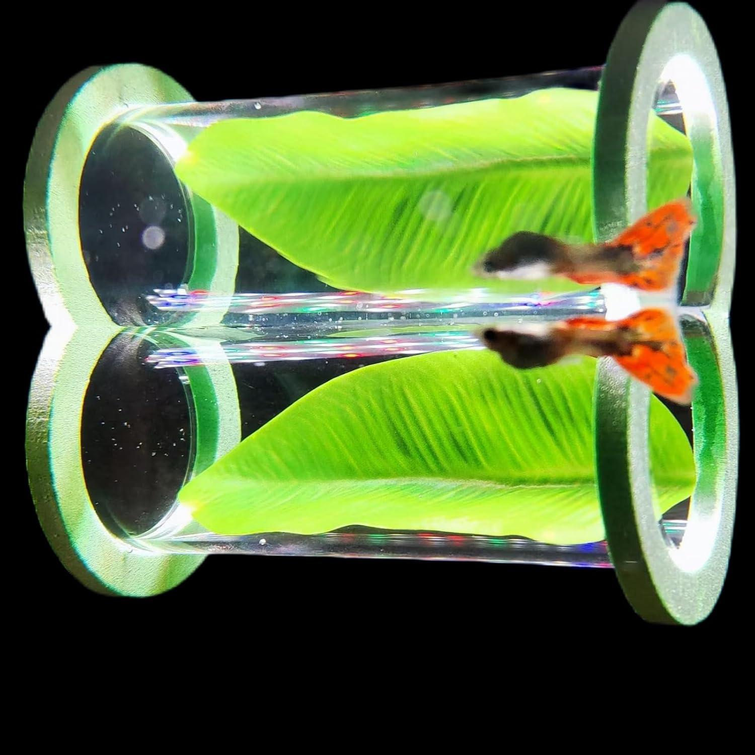 Suspended Acrylic Tube Tunnel,Acrylic Betta Bed, Betta Leaf mat breeding and Resting Bed simulating The Natural Habitat of Betta spawning Grounds, Betta Toy shelter