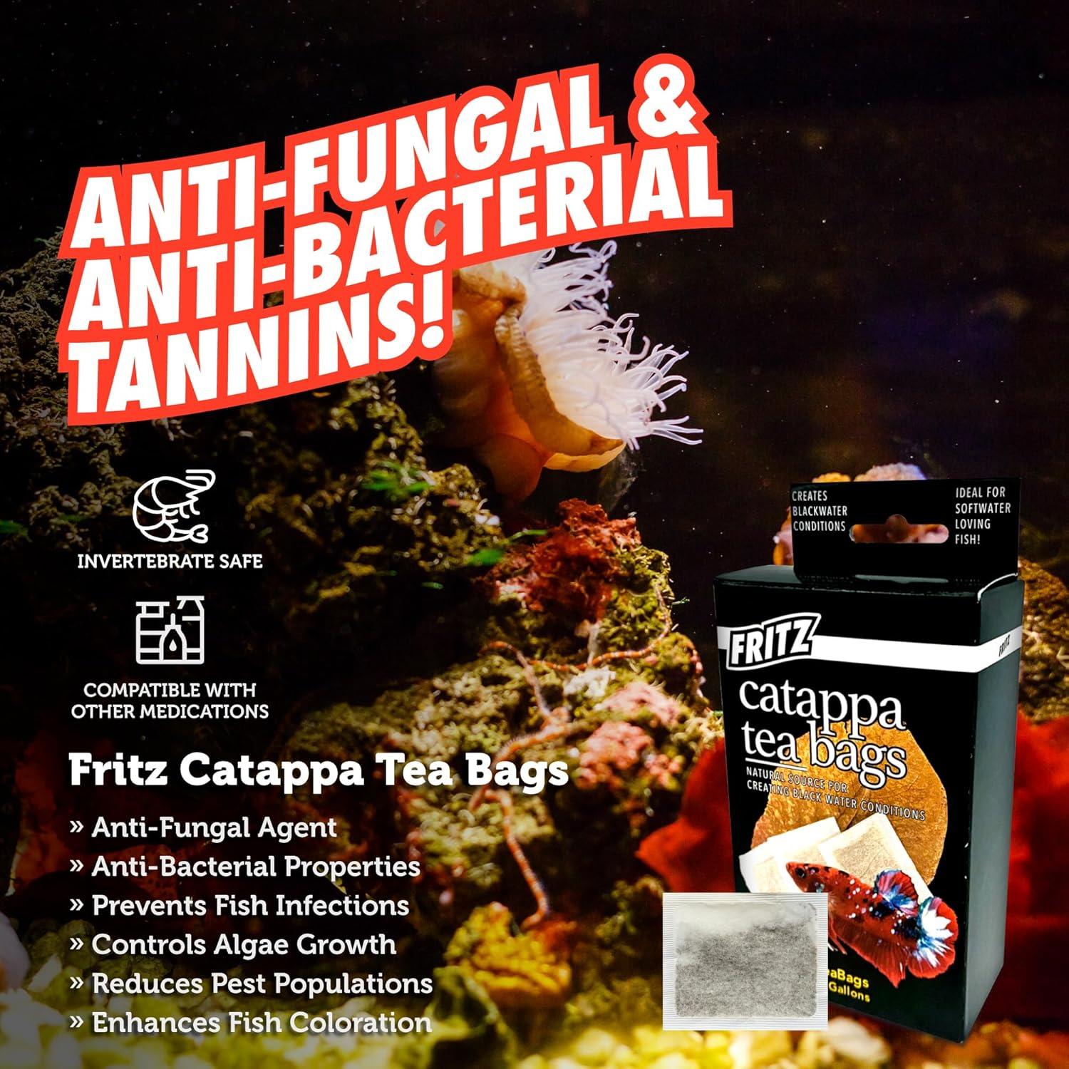 Bolsitas de Té Catappa Fritz Aquatics para Acuarios Betta - 10 Unidades