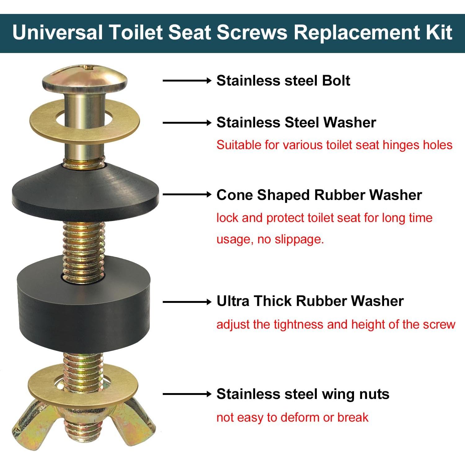Kit de Tornillos de Acero Inoxidable para Asiento de Inodoro POQOD