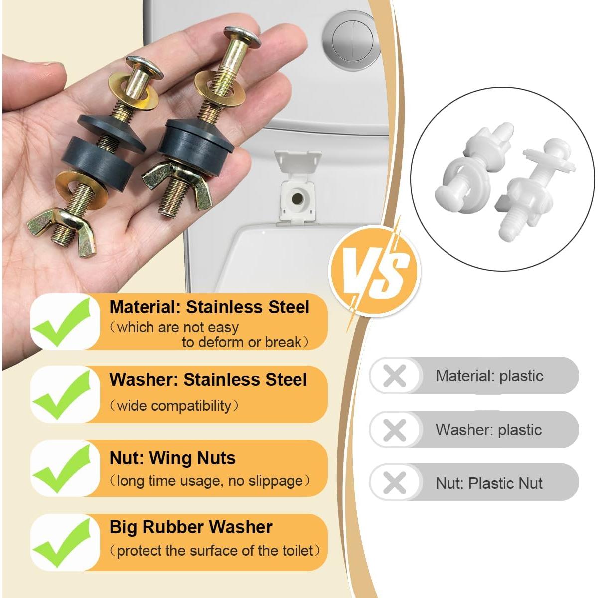 Kit de Tornillos de Acero Inoxidable para Asiento de Inodoro POQOD