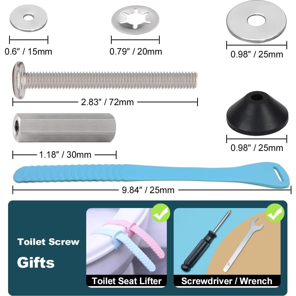Kit de Tornillos de Acero Inoxidable para Asiento de Inodoro