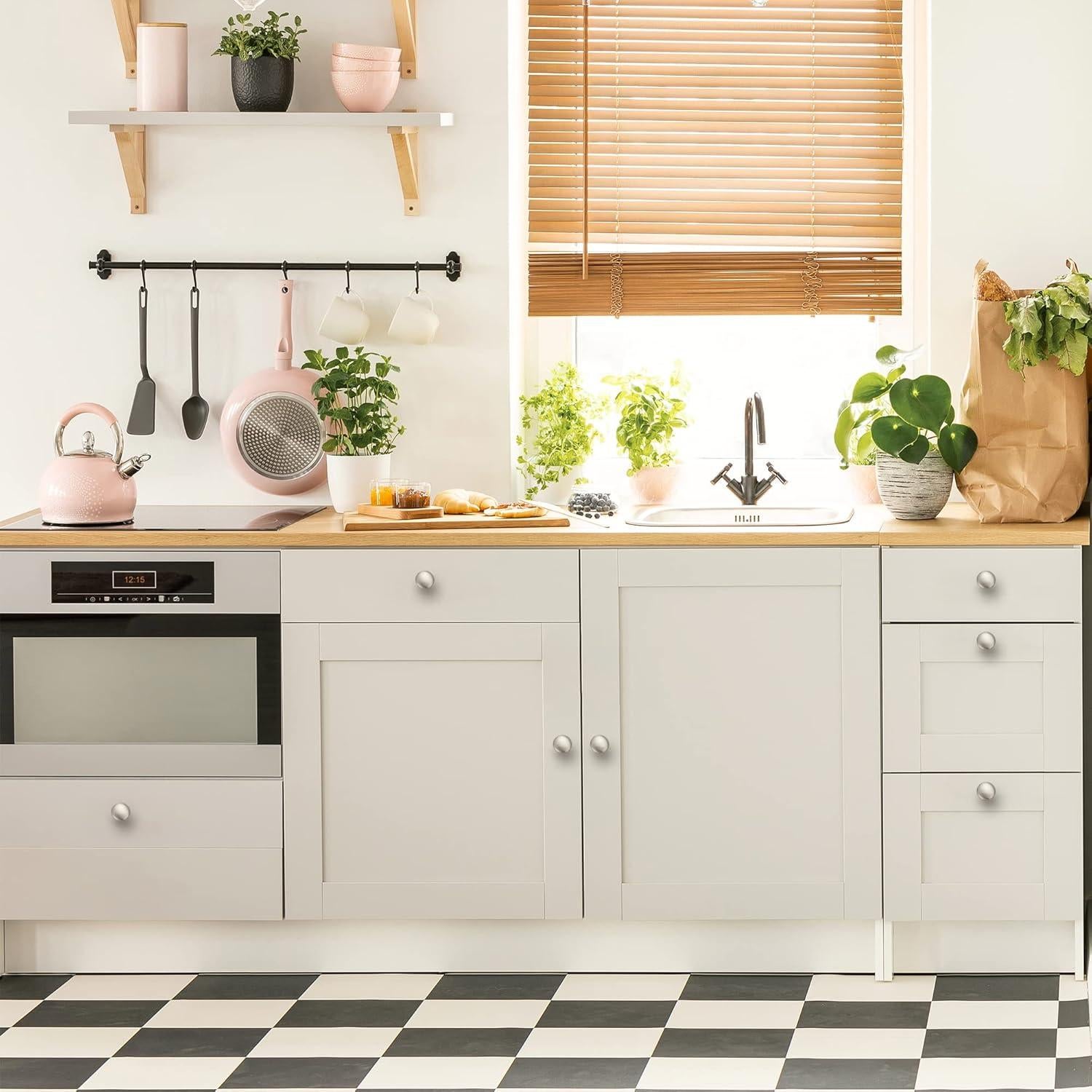 Perillas Redondas de Niquel Cepillado Ravinte - 30 Unidades