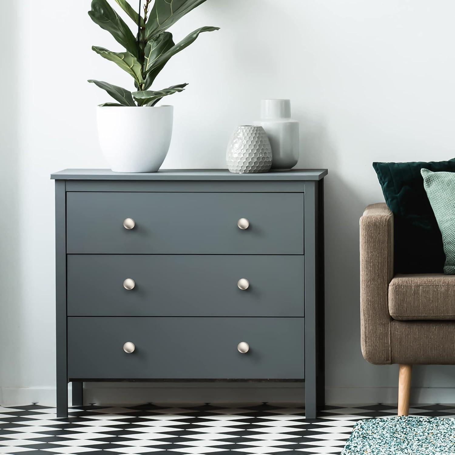 Perillas Redondas de Niquel Cepillado Ravinte - 30 Unidades