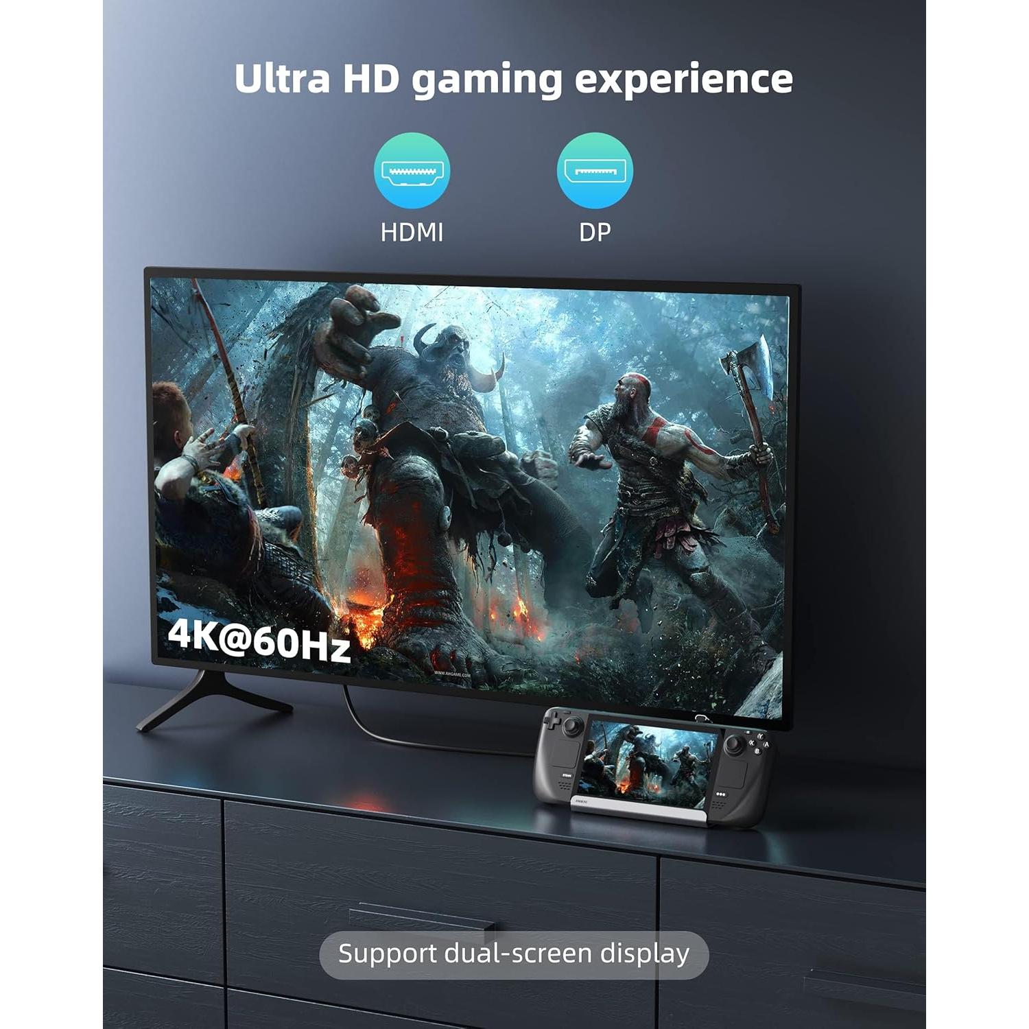 Estación de Acoplamiento Steam Deck Iavkyu 7 en 1 4K 60Hz