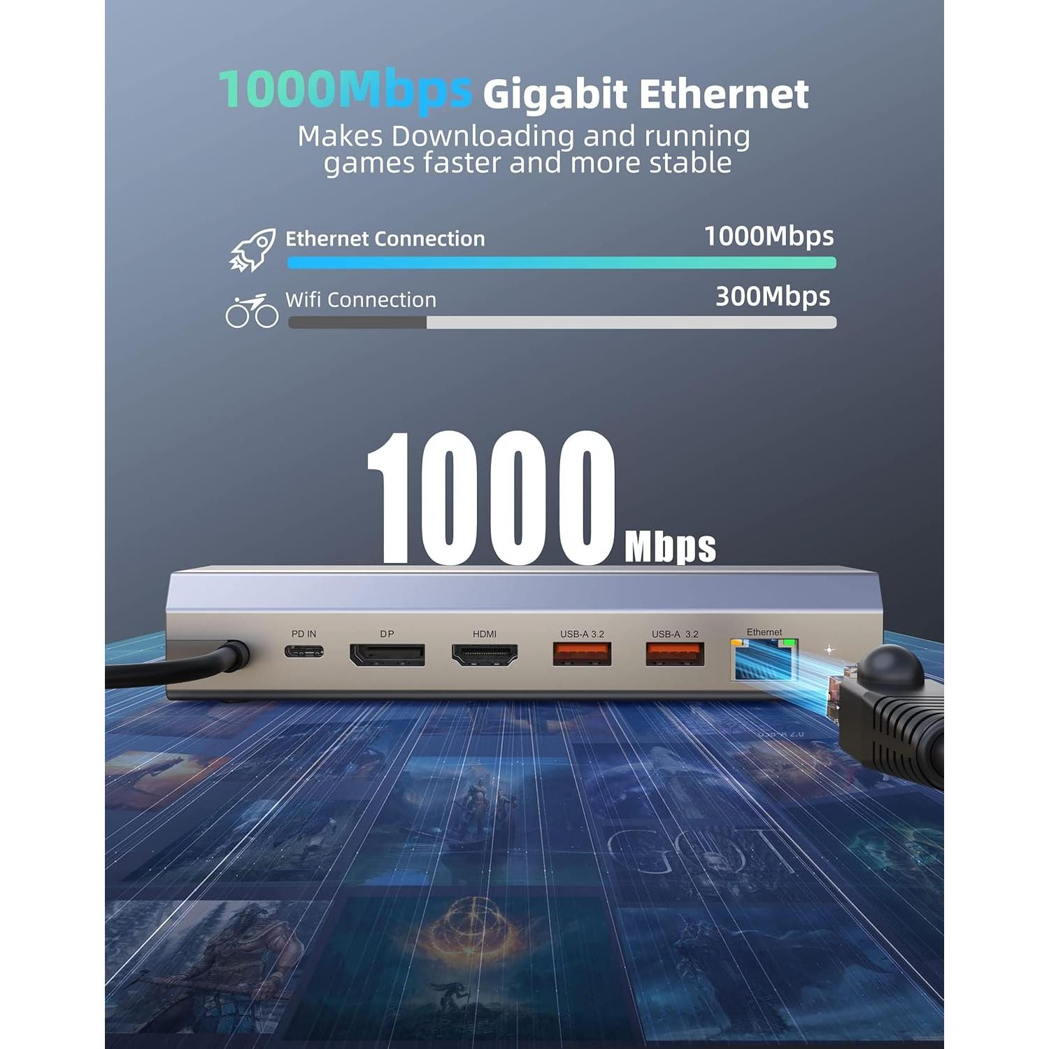 Estación de Acoplamiento Steam Deck Iavkyu 7 en 1 4K 60Hz