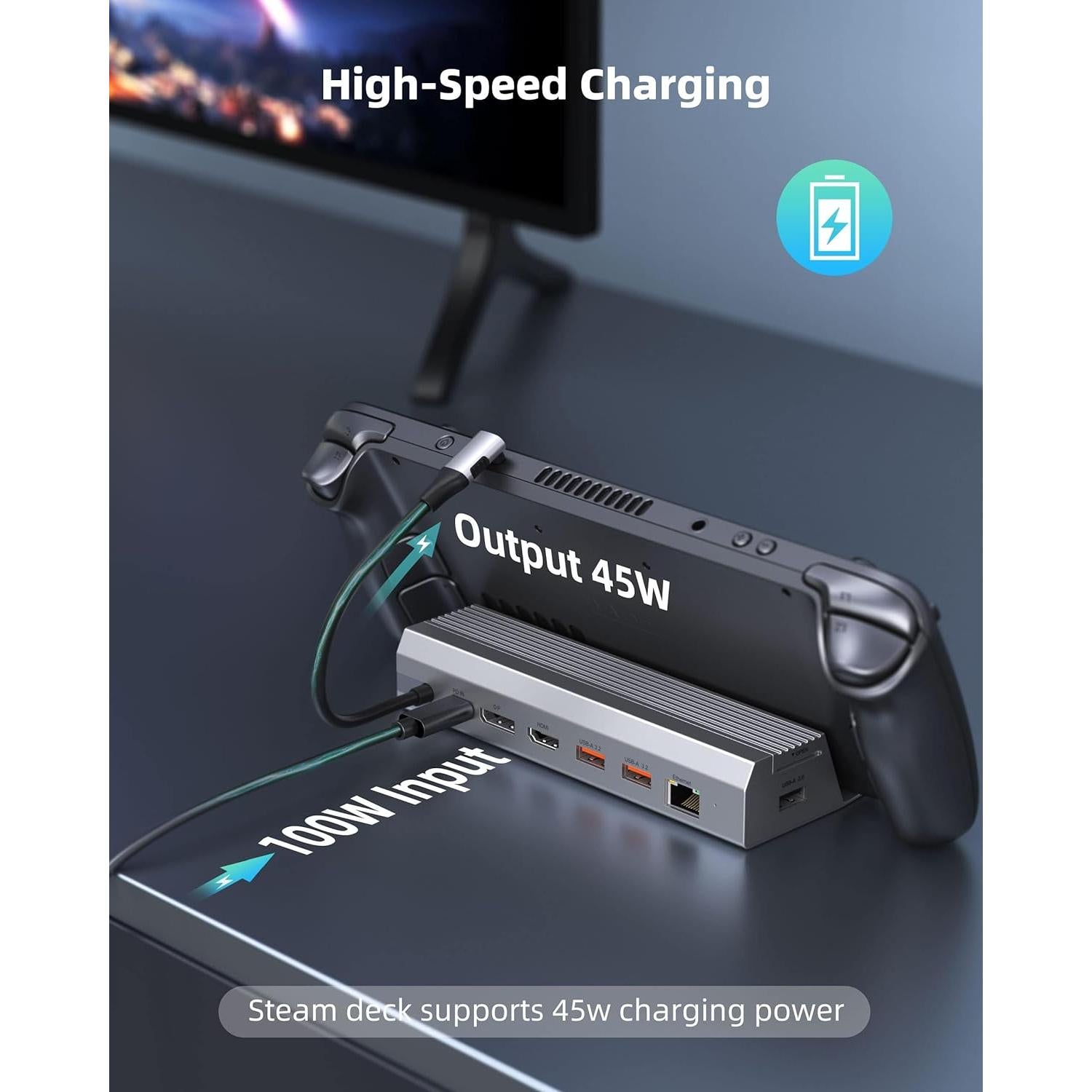 Estación de Acoplamiento Steam Deck Iavkyu 7 en 1 4K 60Hz
