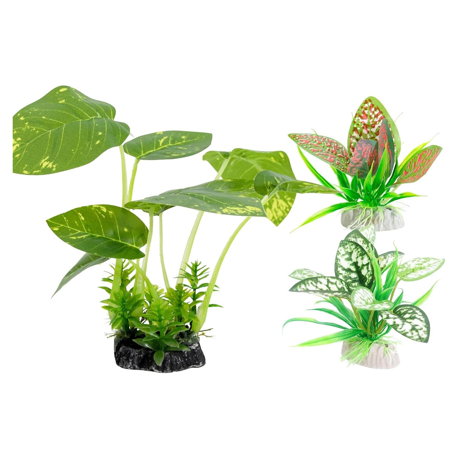 Plantas Artificiales para Acuario Vtapliea 3PCS Verde