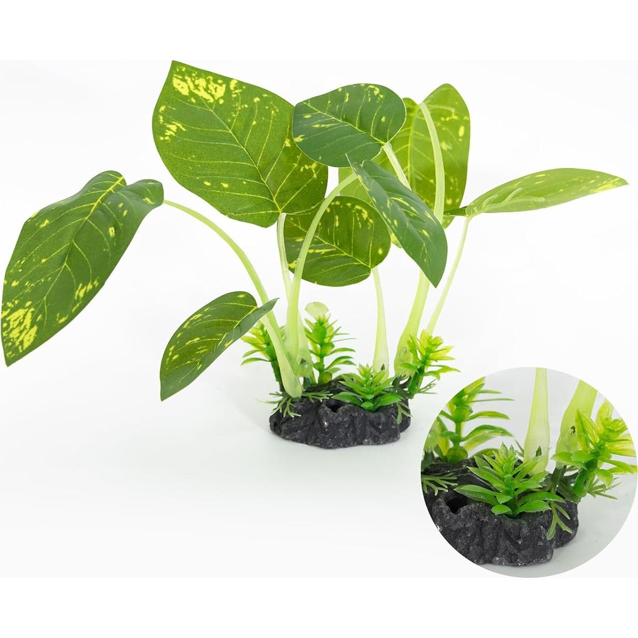 Plantas Artificiales para Acuario Vtapliea 3PCS Verde