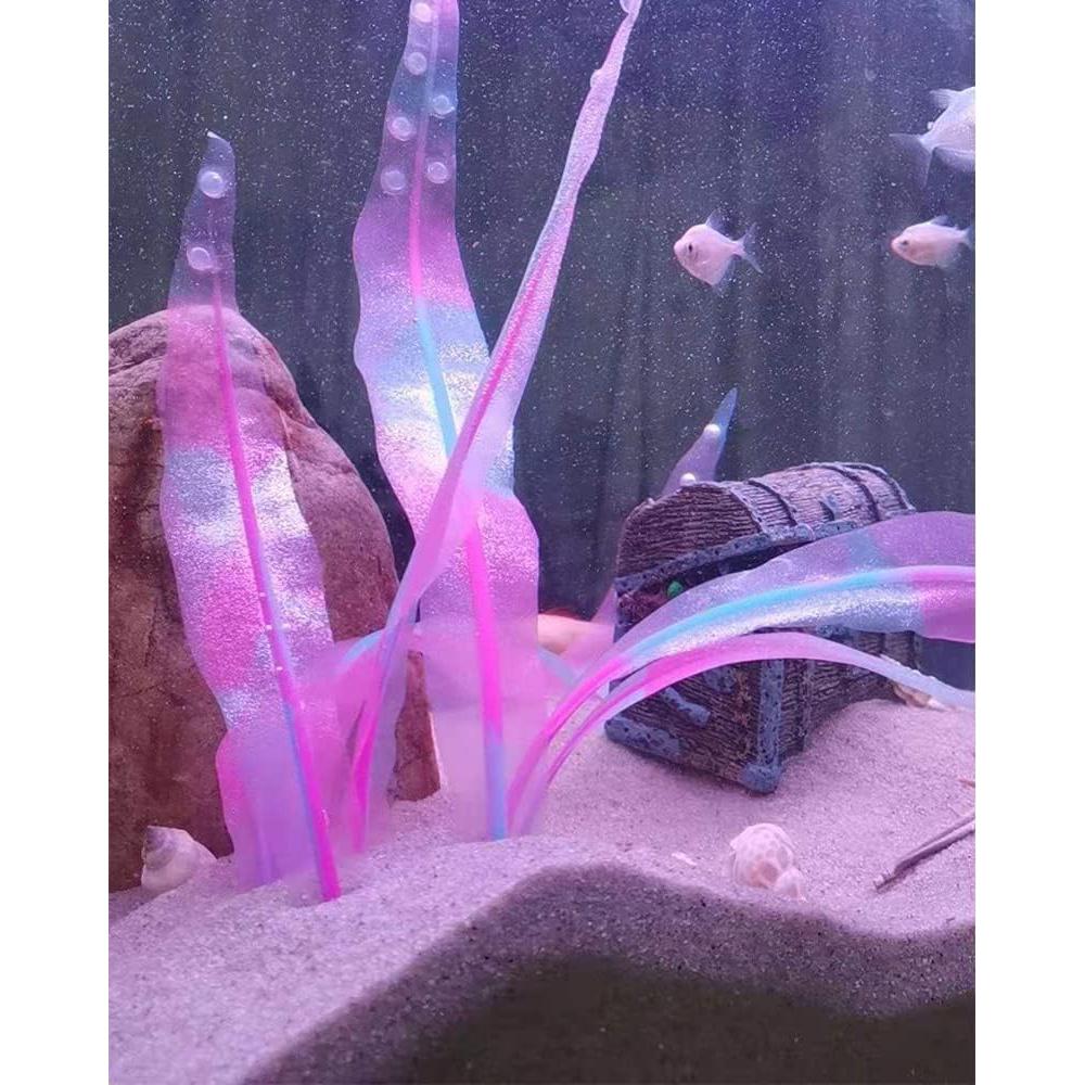 Planta de Acuario Artificial Rosa 18 cm Silicona REIRQIE