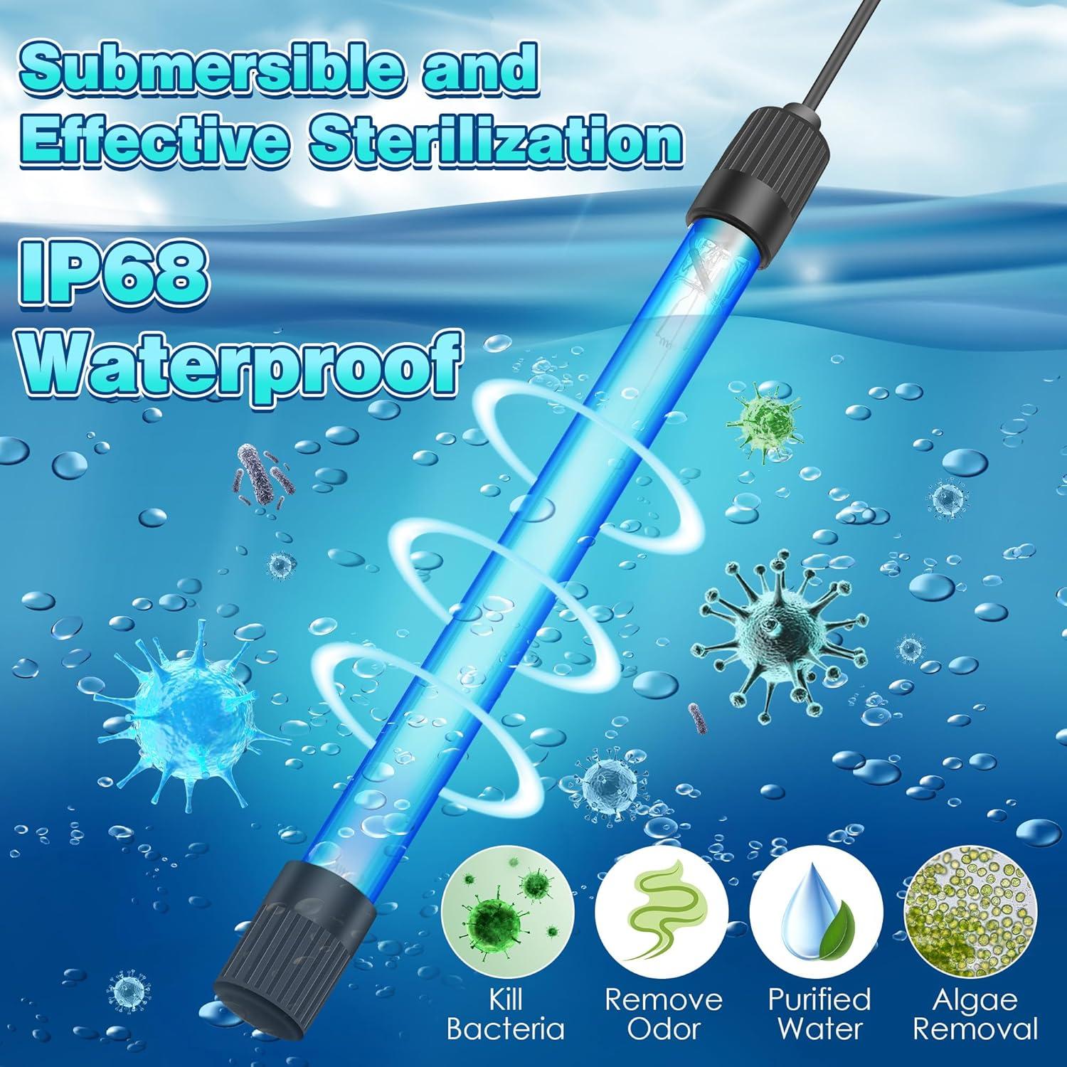 Luz UV para Acuario Qualirey 11W con Temporizador y Capucha