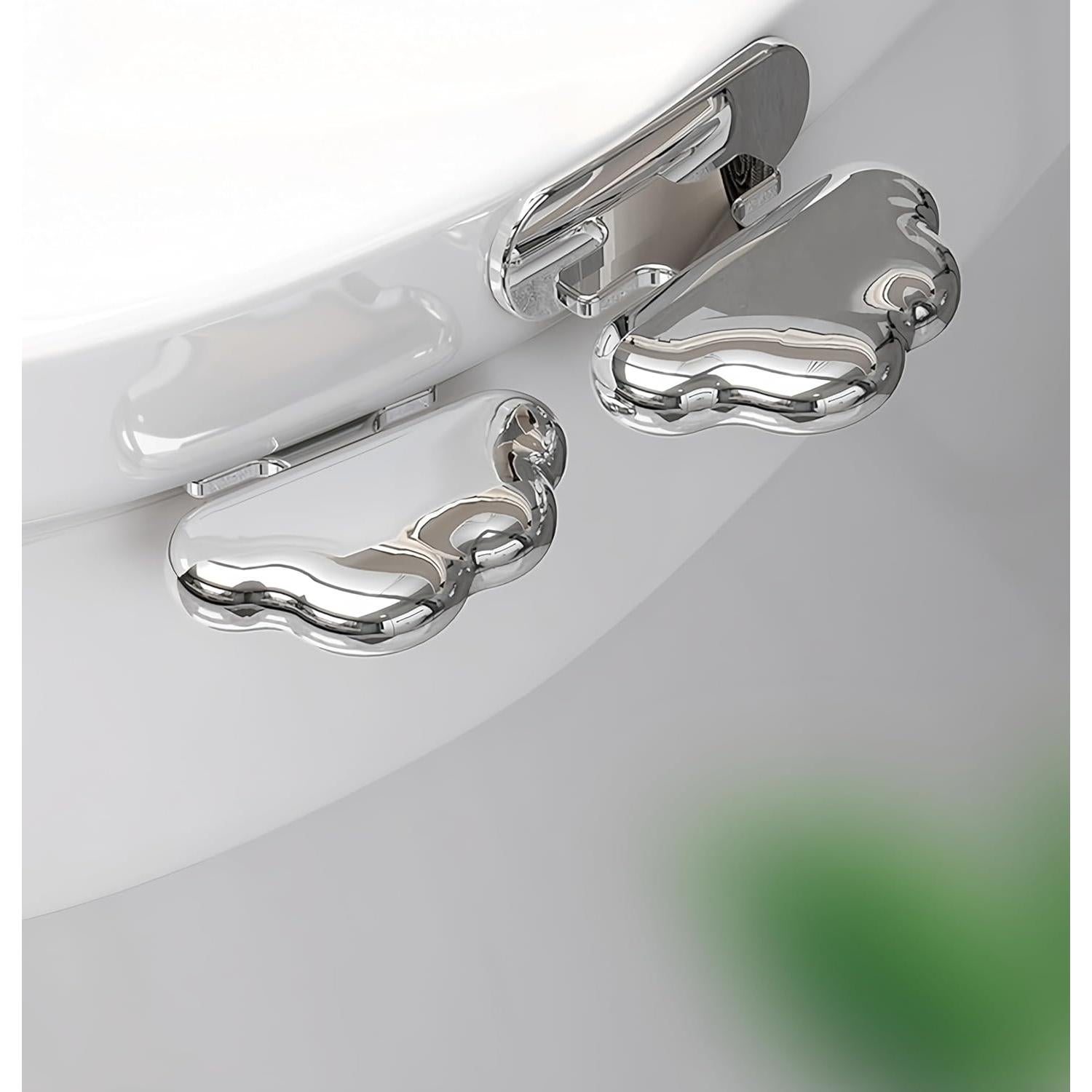 Soporte para Tapa de Inodoro 2 Pcs Werdecade Plata ABS