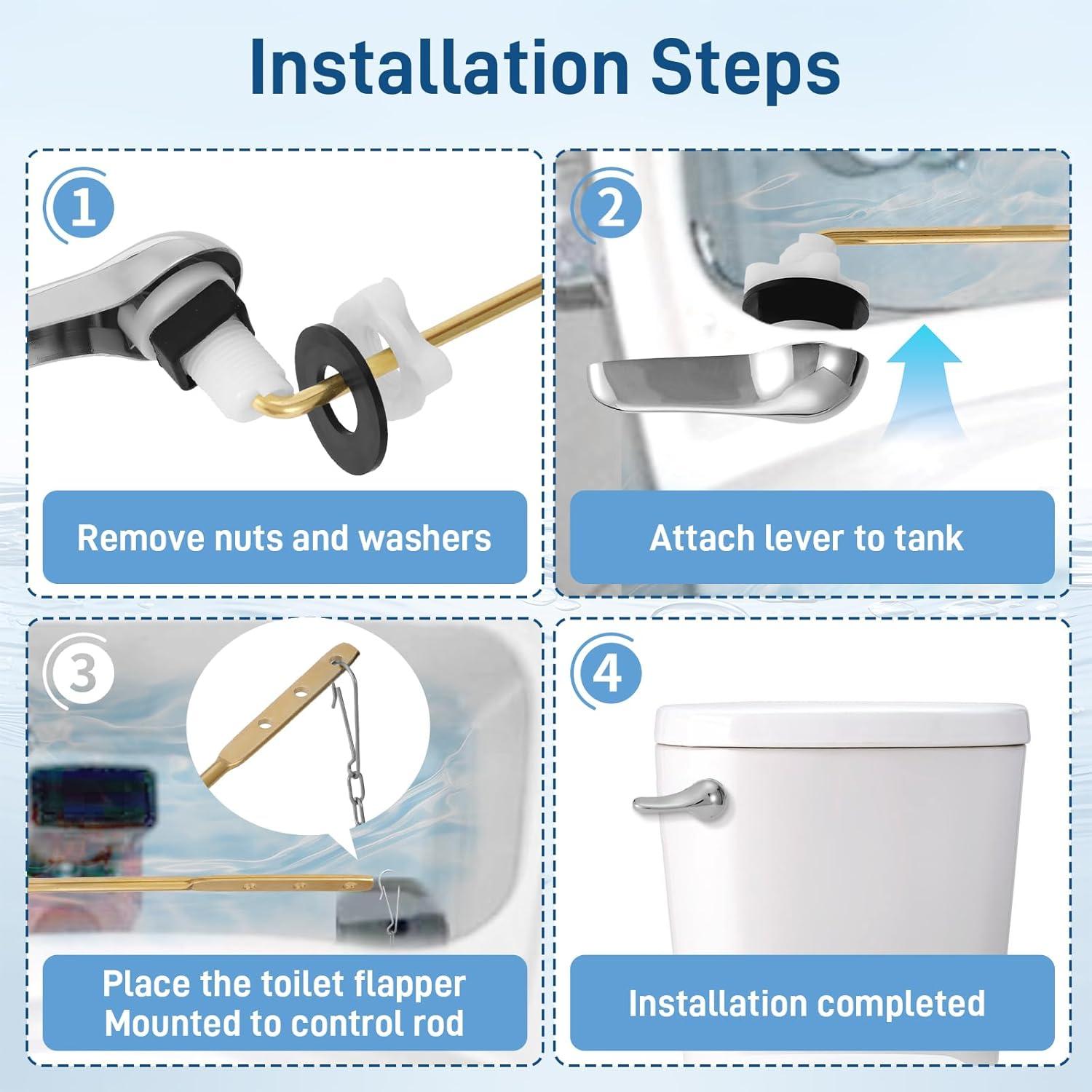 Kit de Reemplazo de Mango de Inodoro Ploimyur 2 Piezas Plata