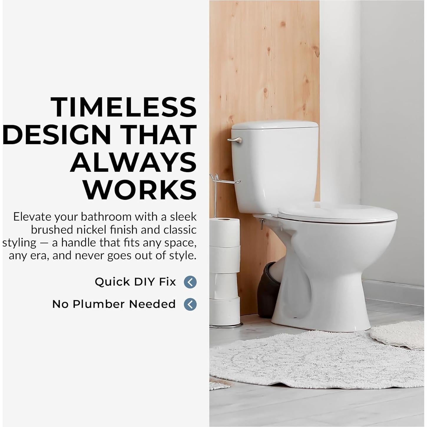 Mango de descarga inodoro Qualihome níquel satinado 20.32 cm